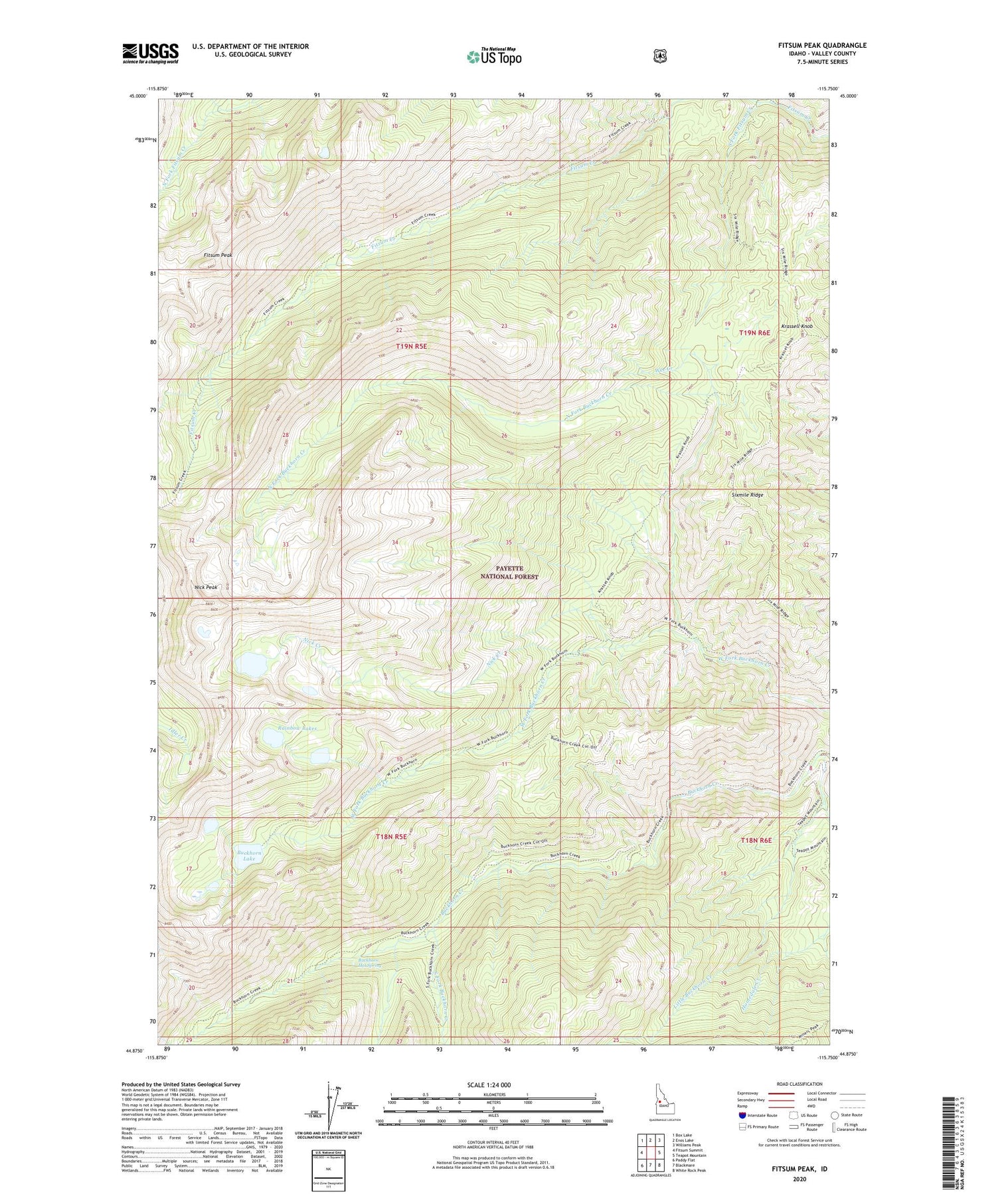Fitsum Peak Idaho US Topo Map Image