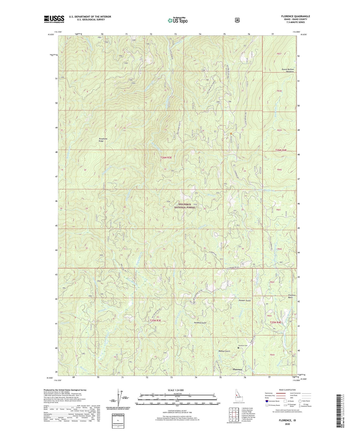 Florence Idaho US Topo Map Image