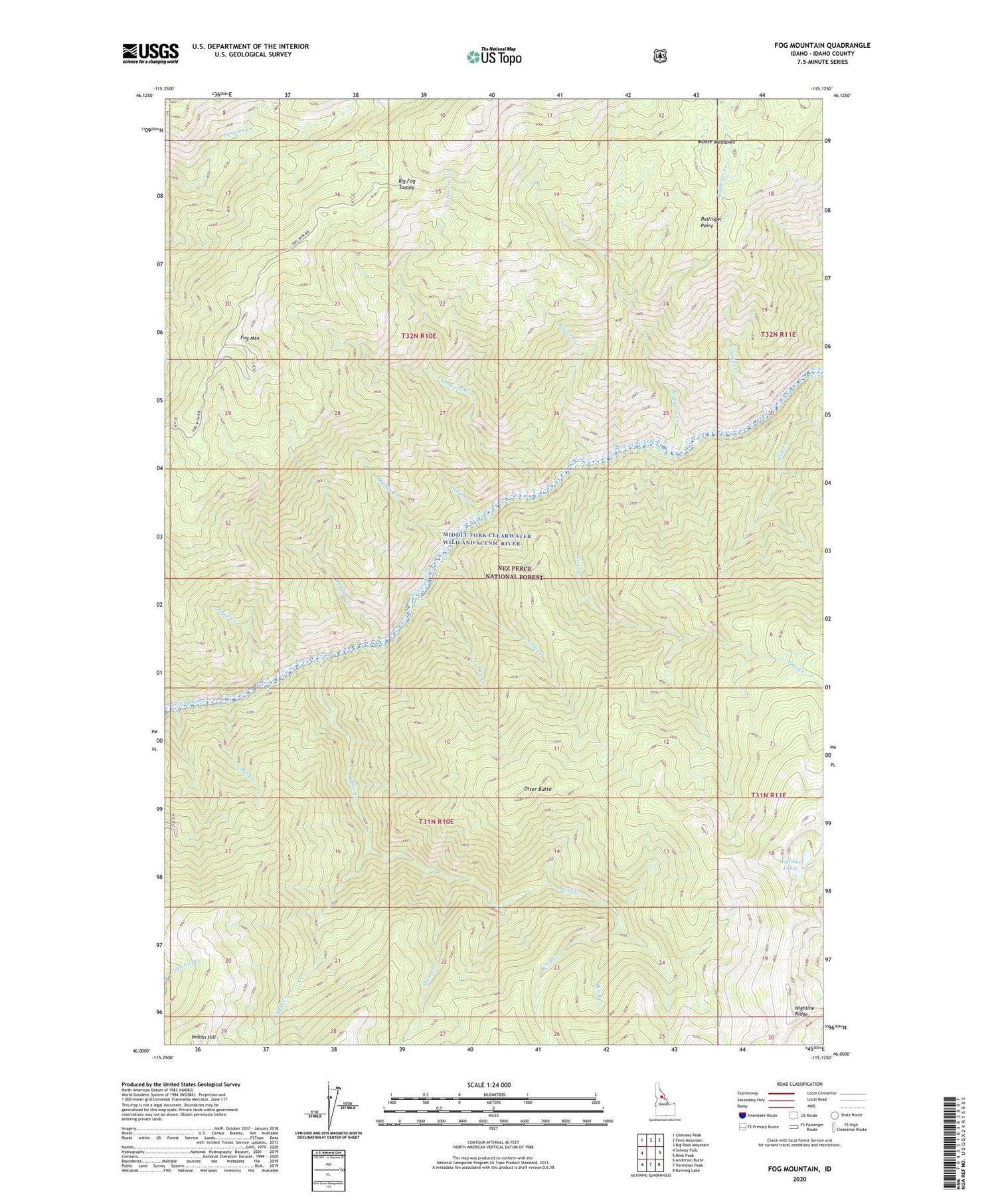 Fog Mountain Idaho US Topo Map Image