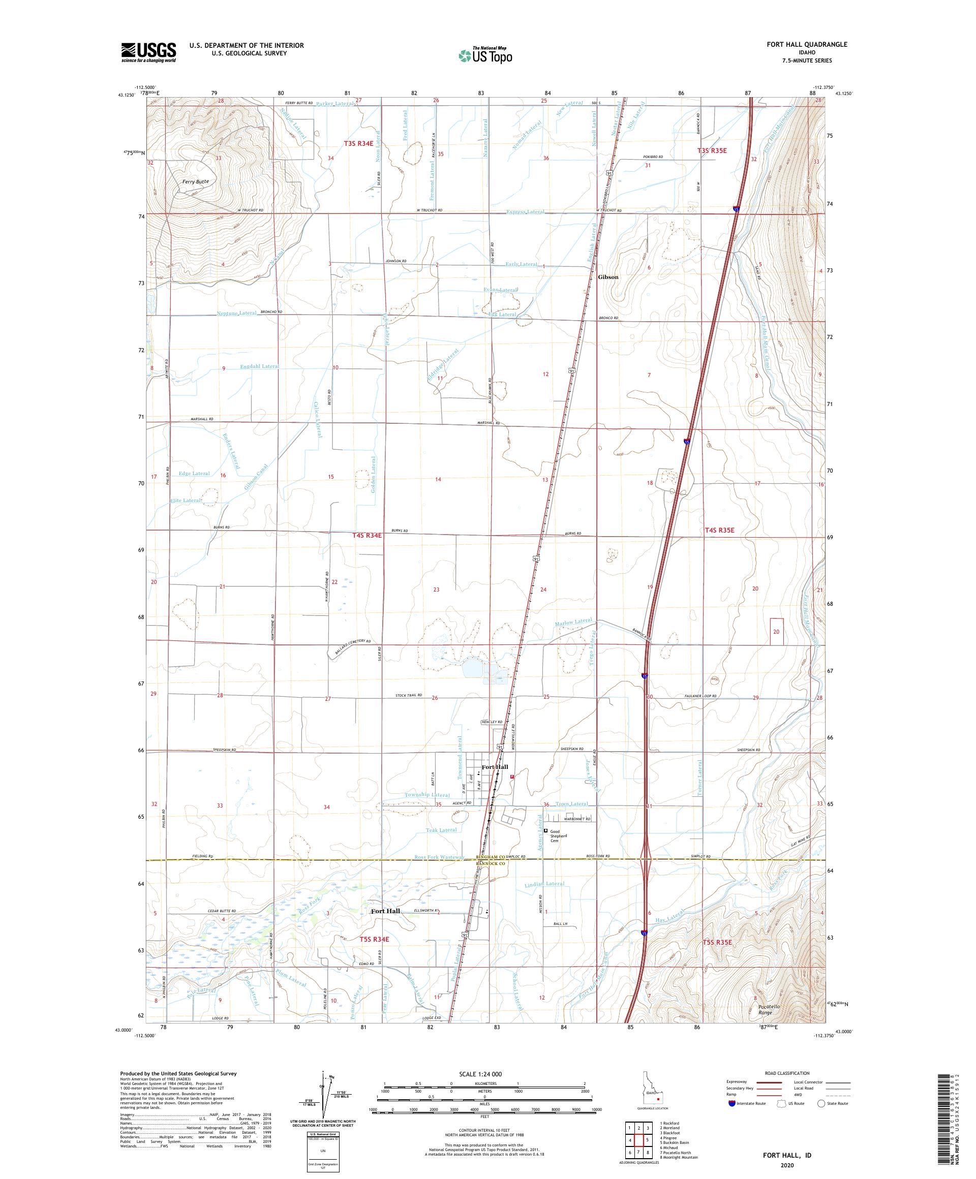 Fort Hall Idaho US Topo Map – MyTopo Map Store