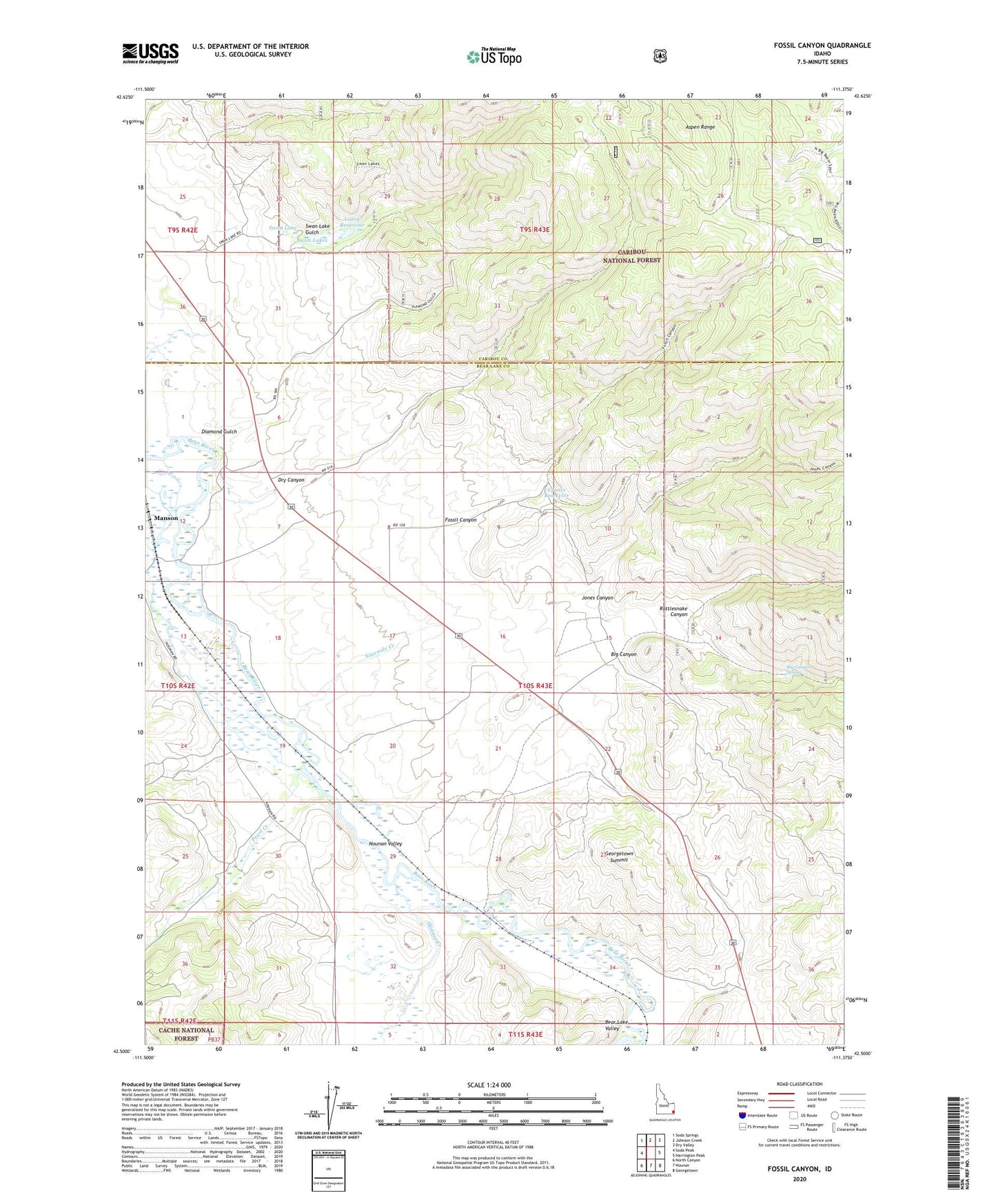 Fossil Canyon Idaho US Topo Map Image