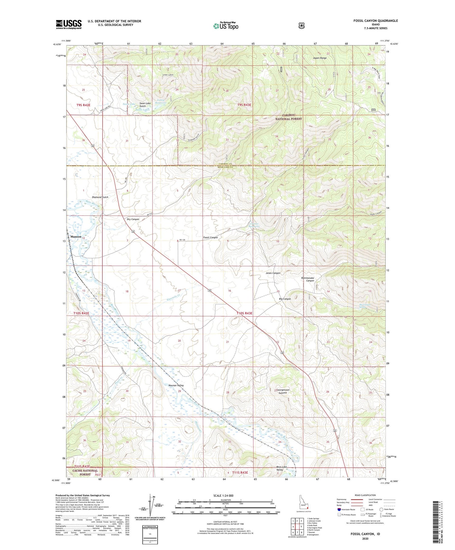 Fossil Canyon Idaho US Topo Map Image