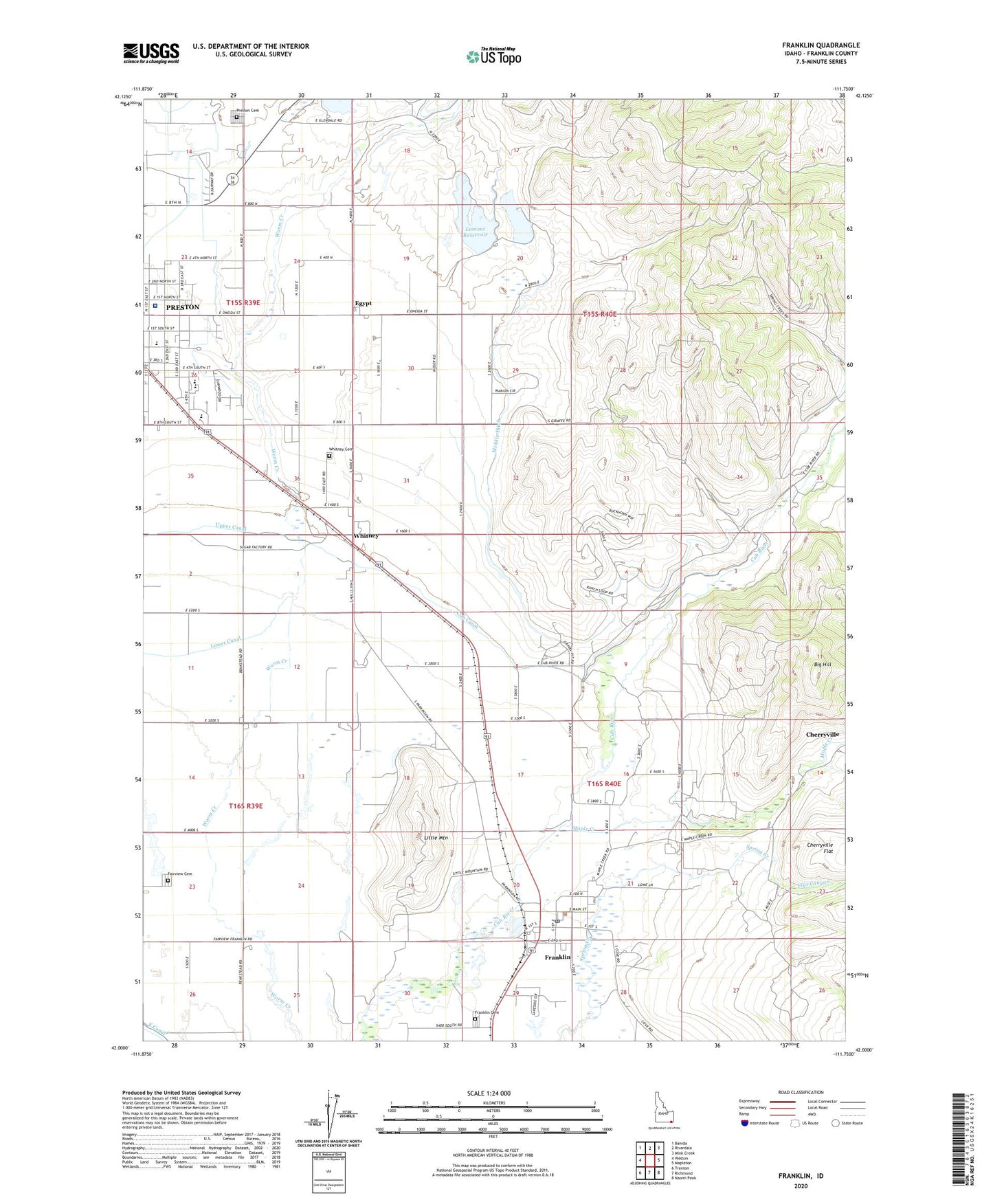 Franklin Idaho US Topo Map Image