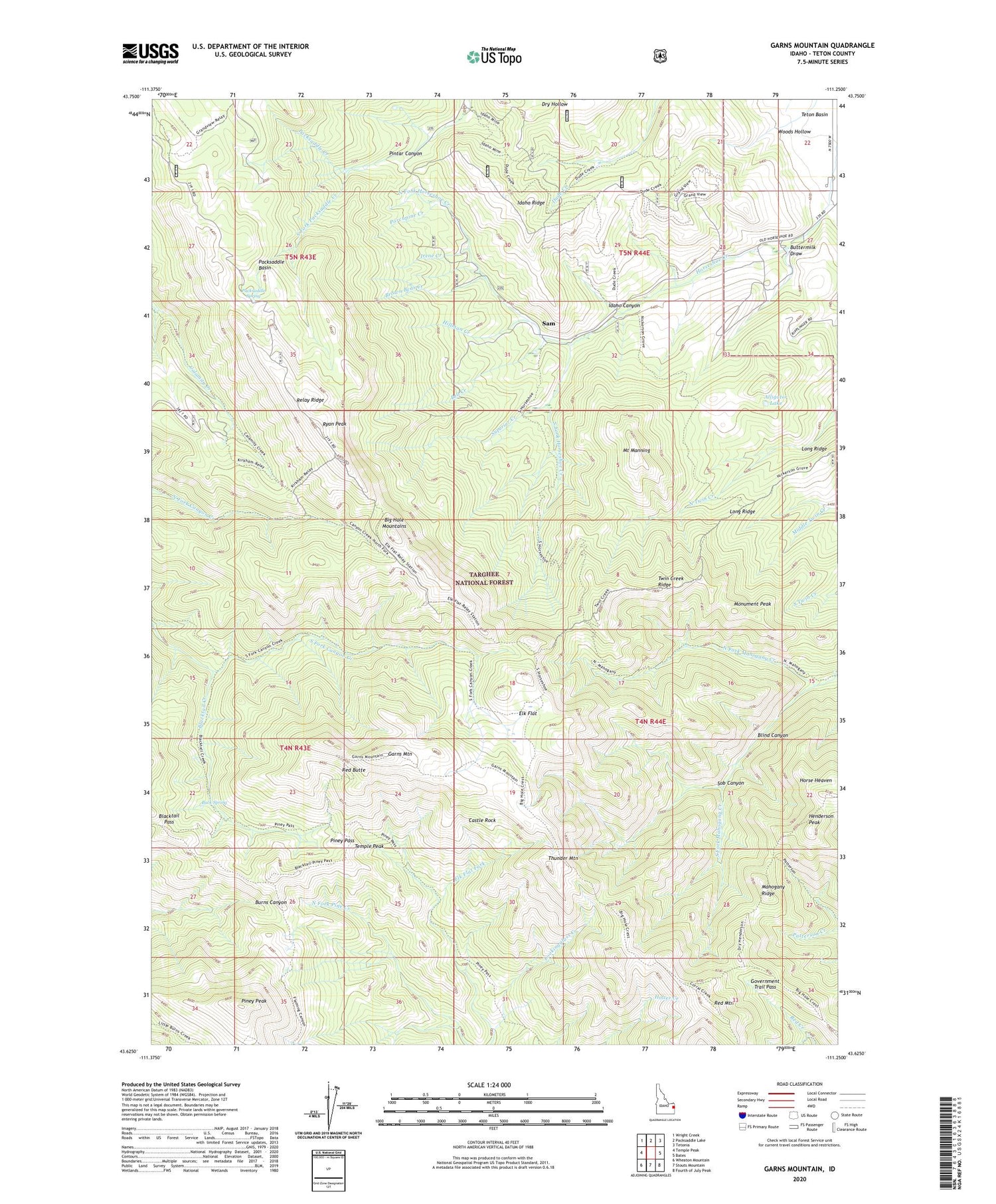 Garns Mountain Idaho US Topo Map Image