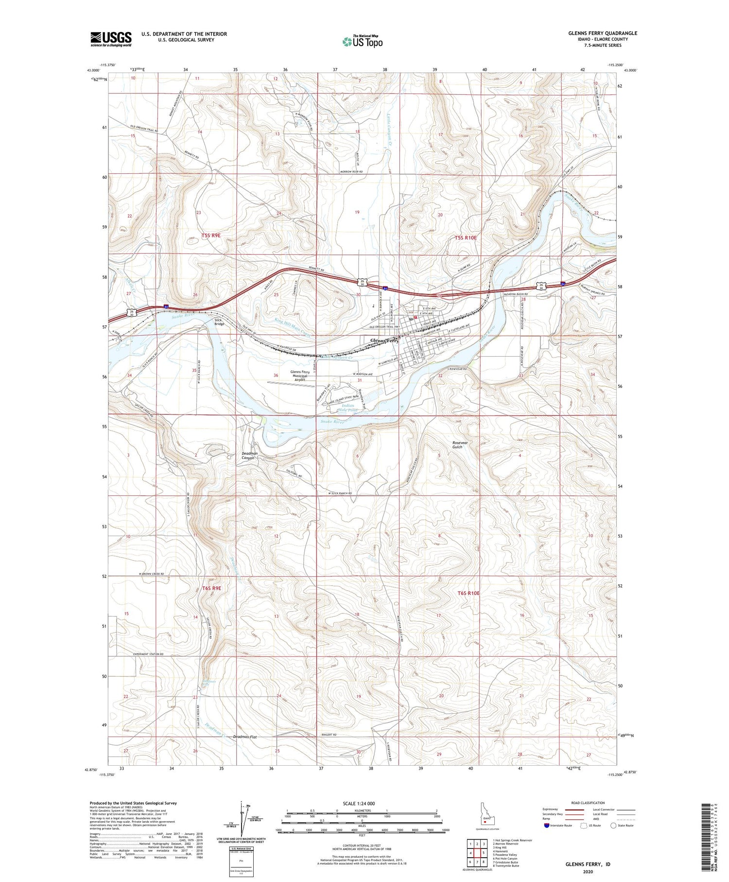 Glenns Ferry Idaho US Topo Map Image