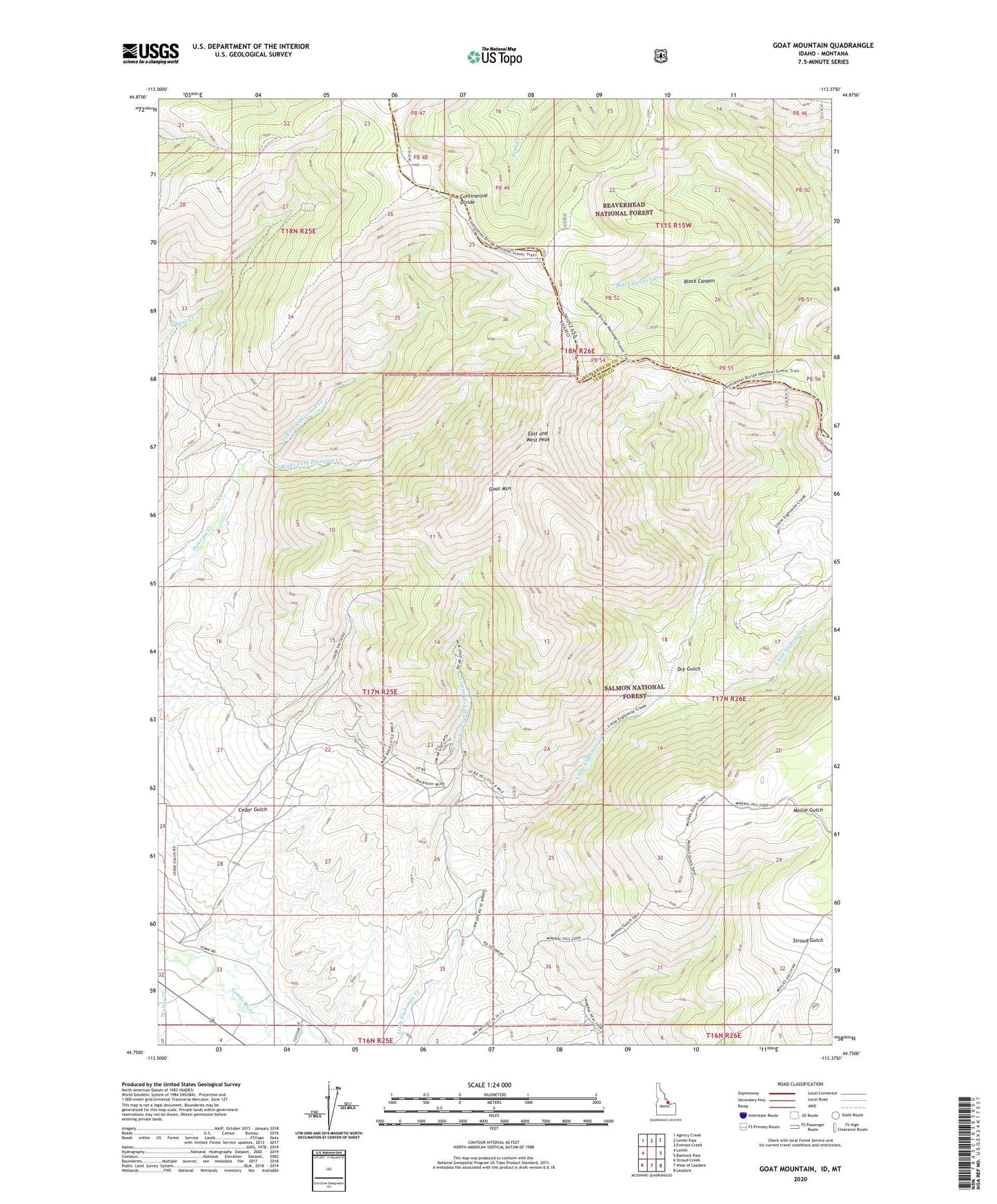 Goat Mountain Idaho US Topo Map Image