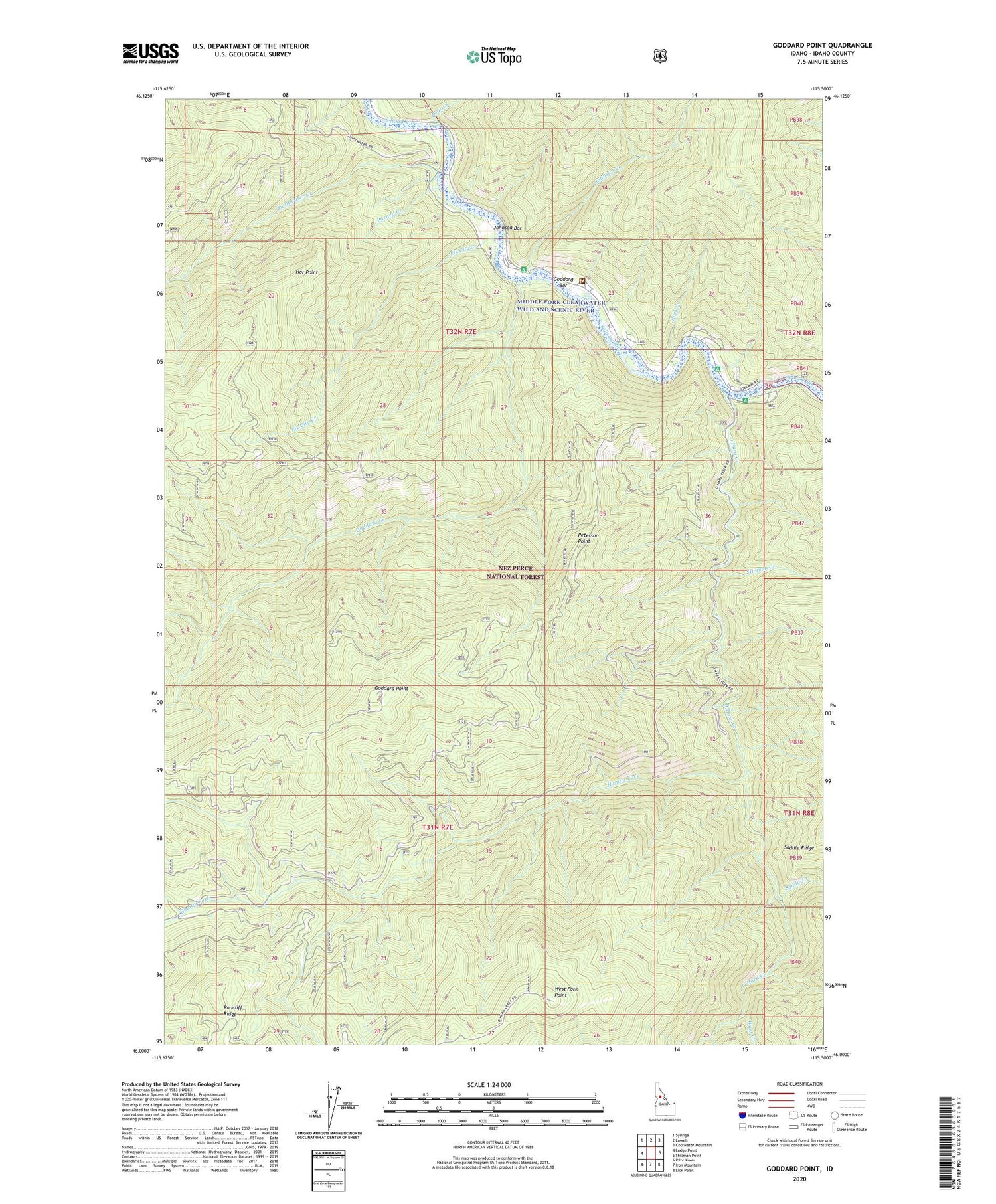 Goddard Point Idaho US Topo Map Image