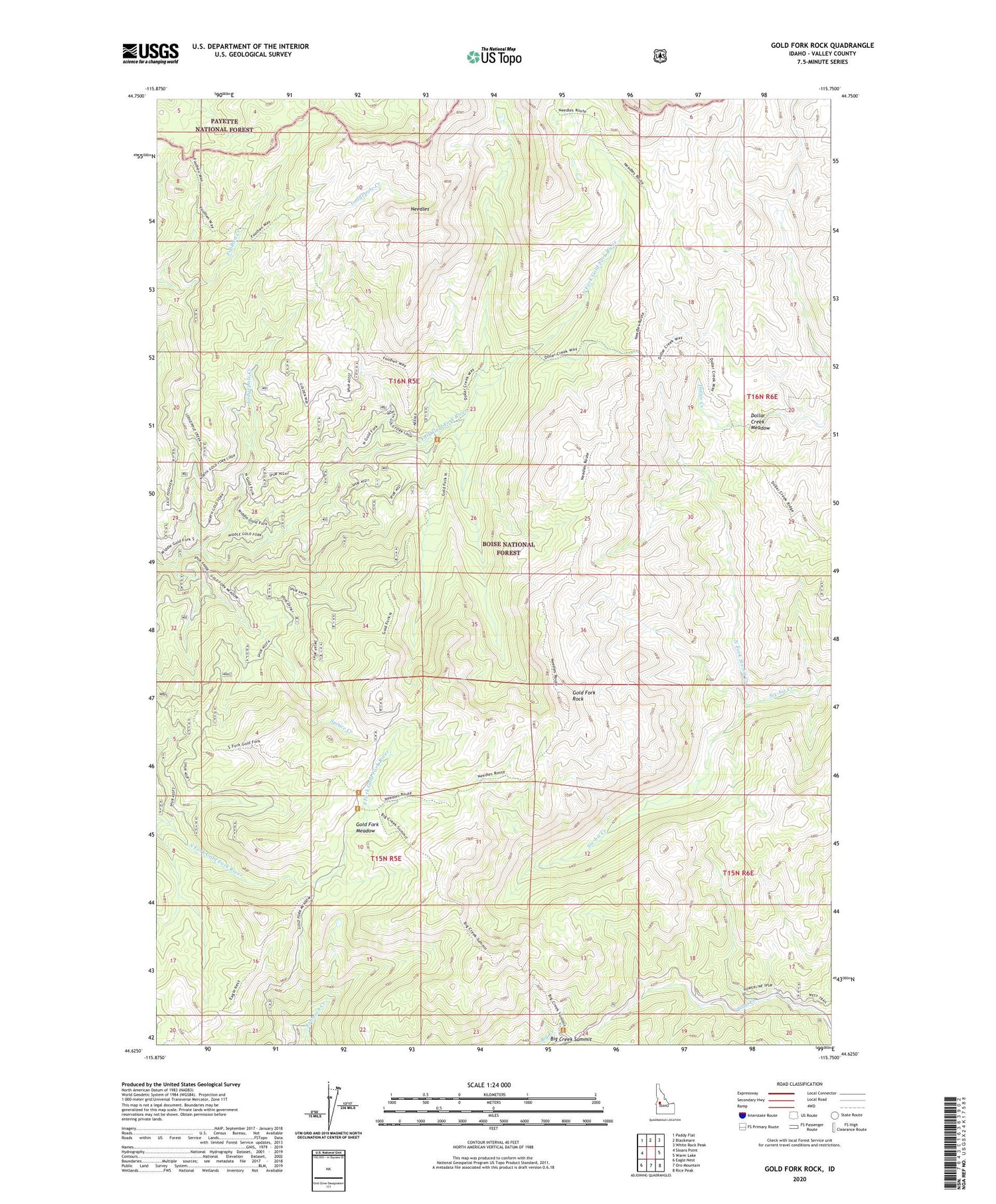 Gold Fork Rock Idaho US Topo Map Image