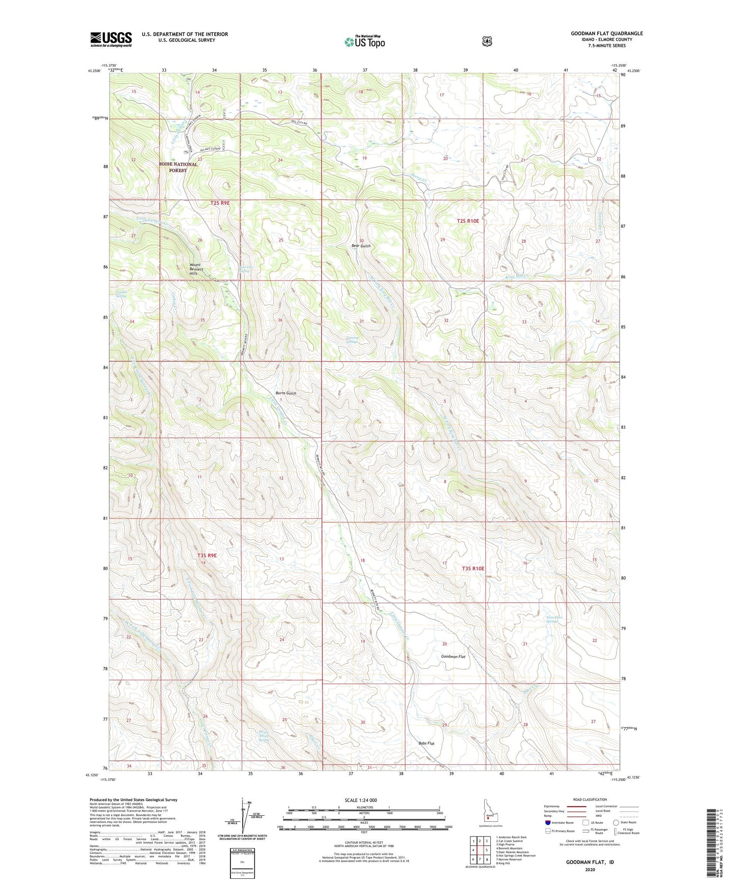 Goodman Flat Idaho US Topo Map Image