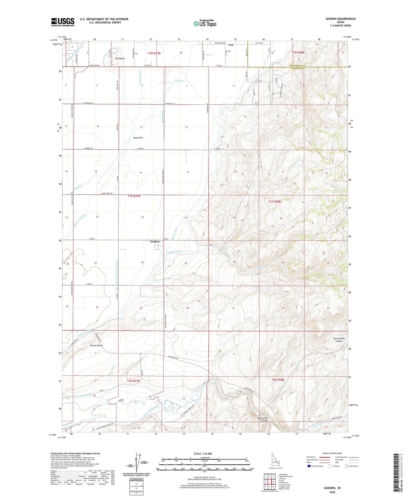 Goshen Idaho US Topo Map Image