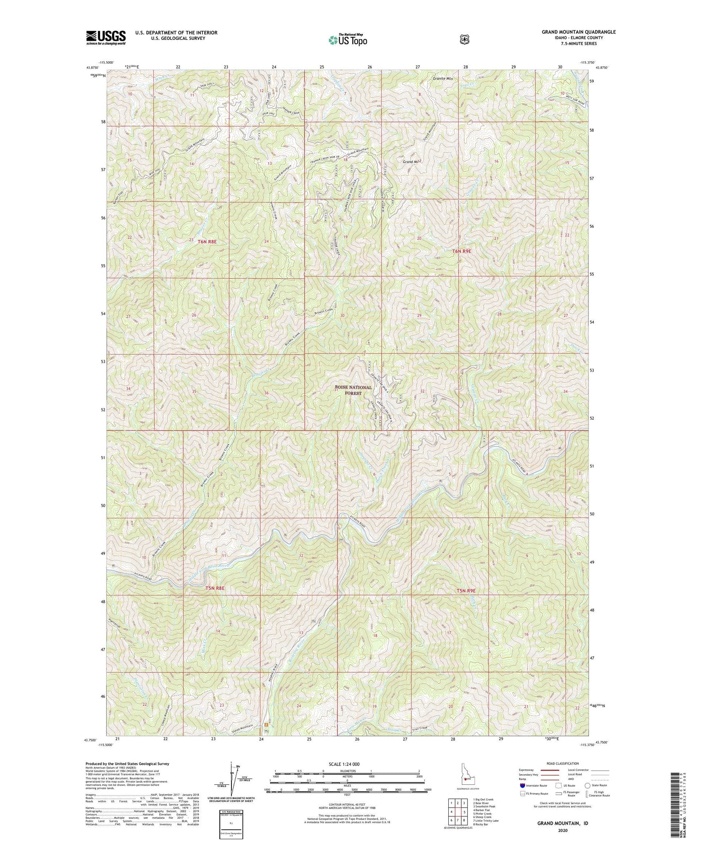 Grand Mountain Idaho US Topo Map Image