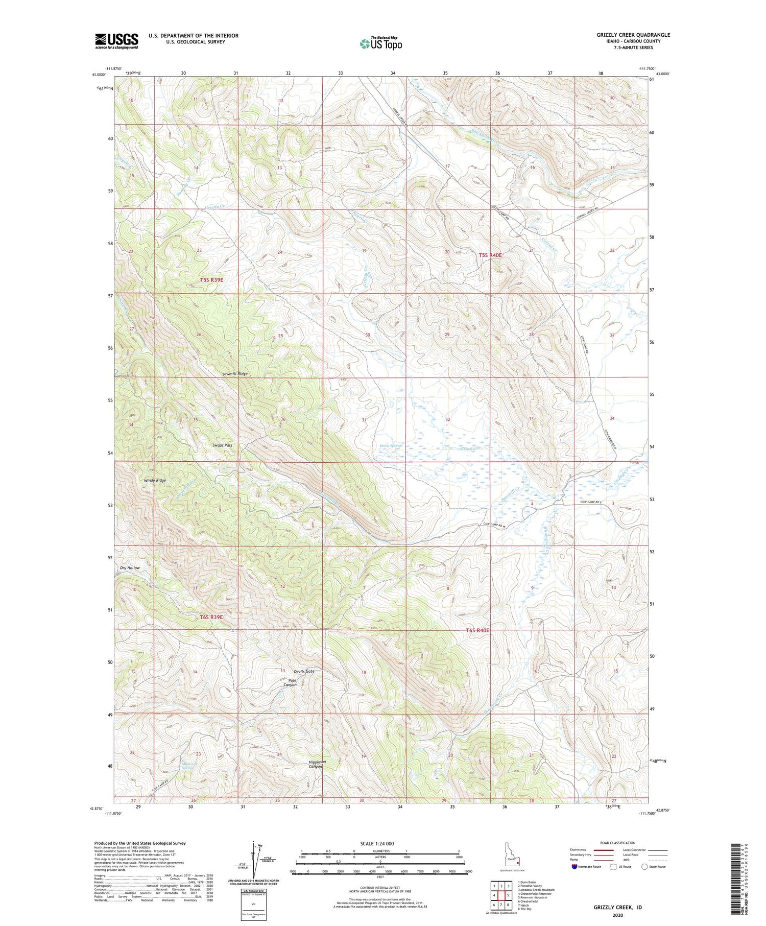 Grizzly Creek Idaho US Topo Map Image