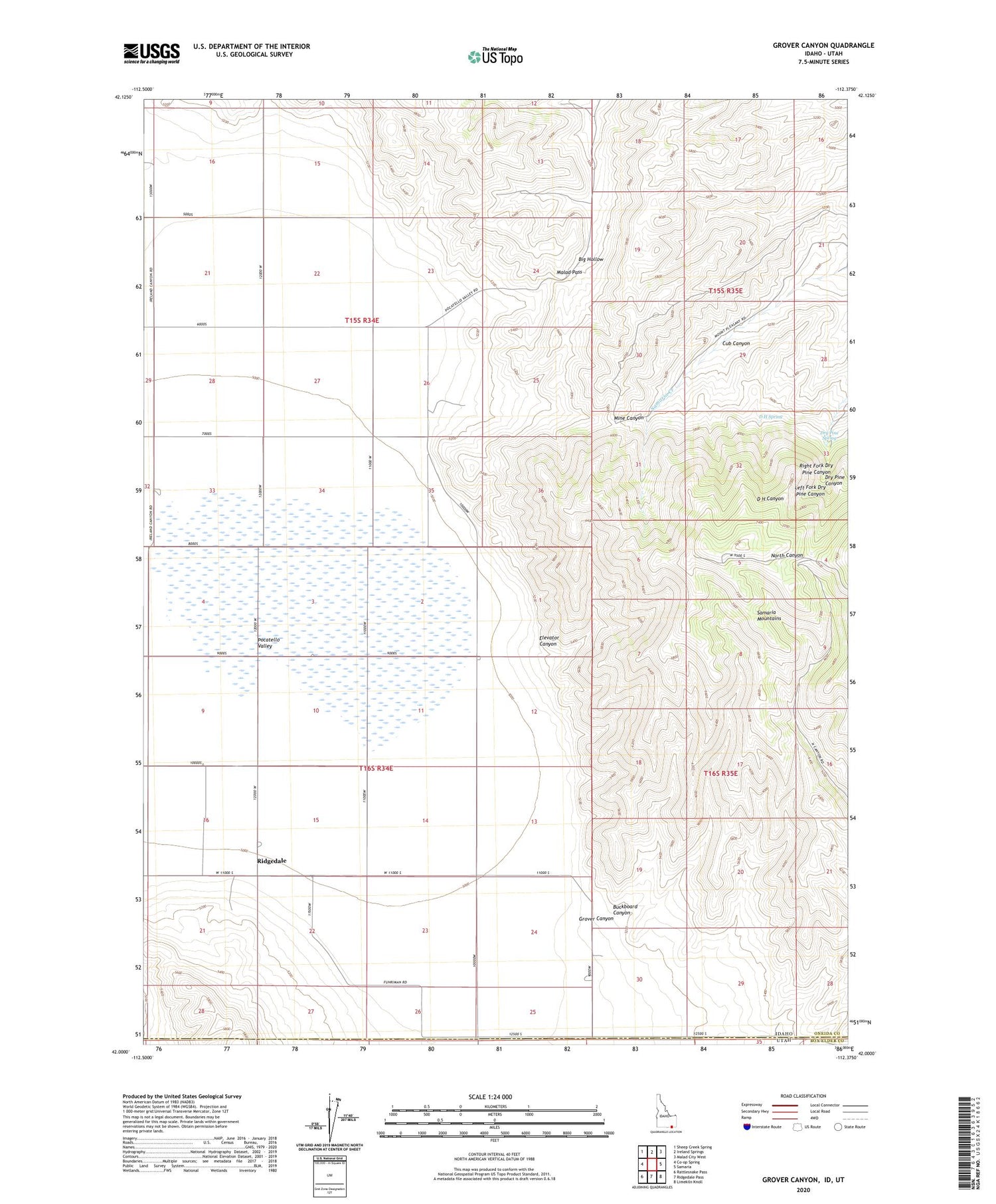Grover Canyon Idaho US Topo Map Image