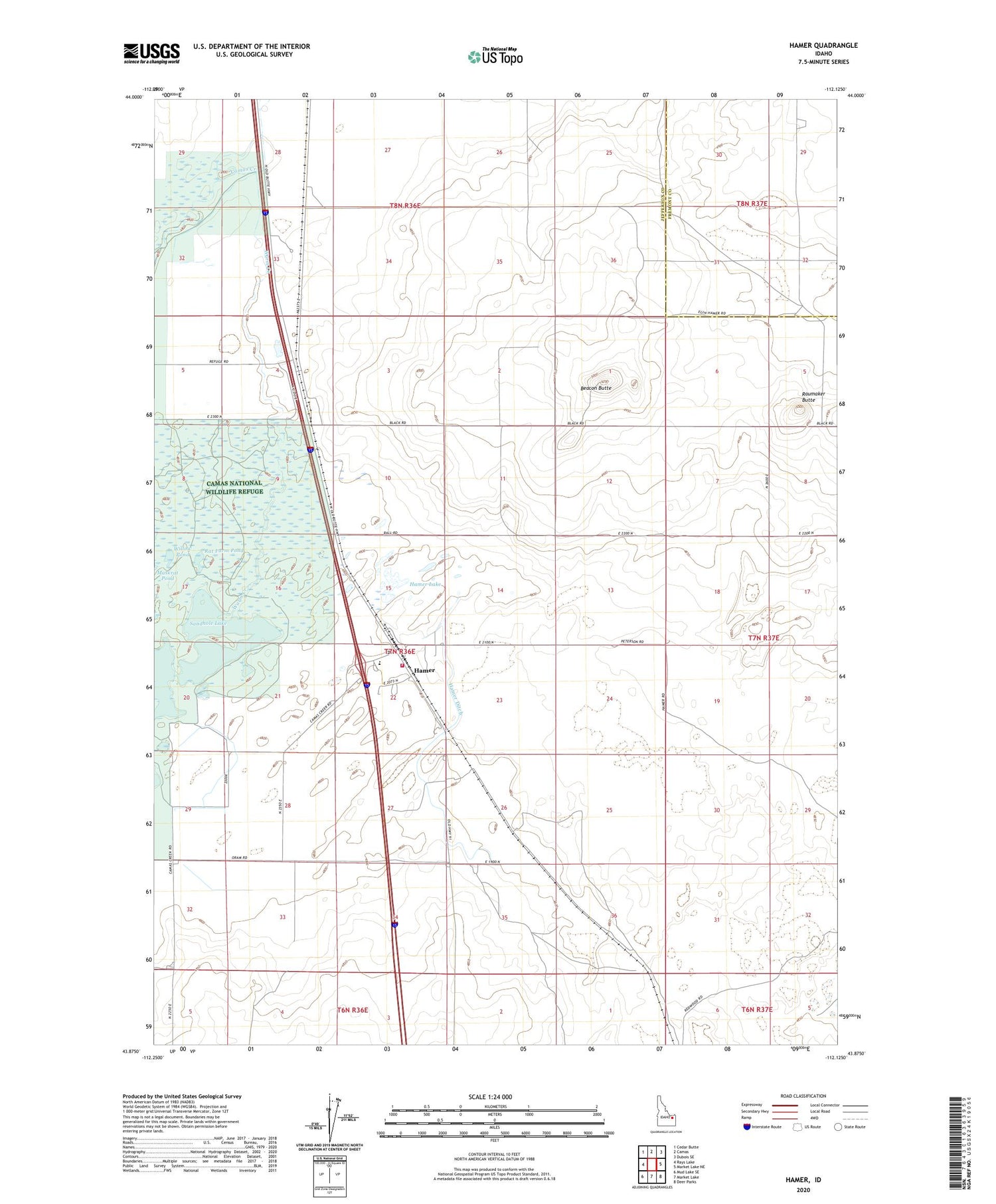 Hamer Idaho US Topo Map Image