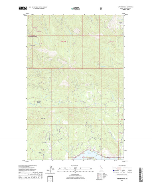Happy Fork Gap Idaho US Topo Map Image