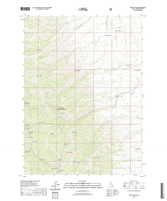 Hartley Peak Idaho US Topo Map Image