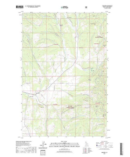 Harvard Idaho US Topo Map Image