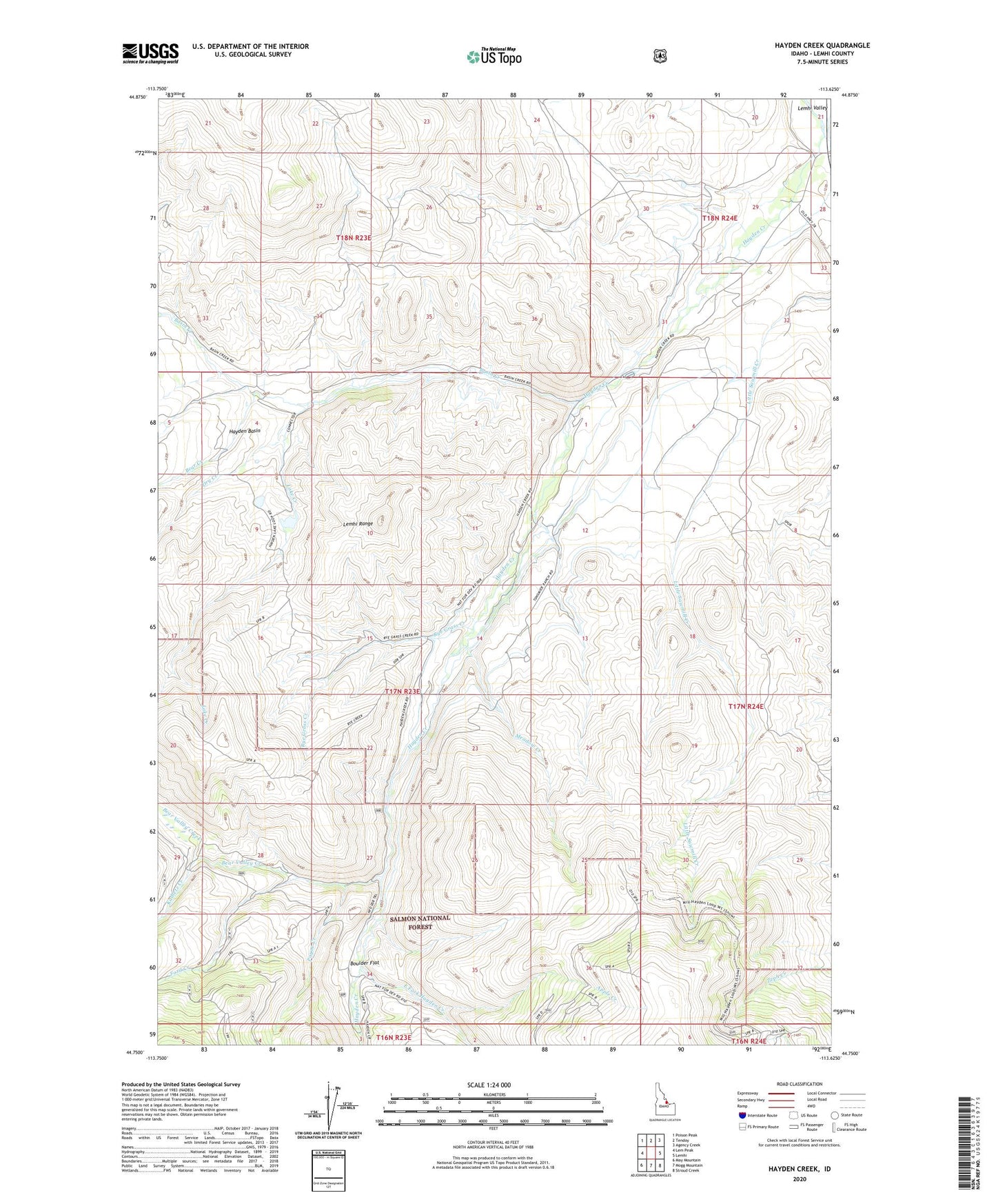 Hayden Creek Idaho US Topo Map Image