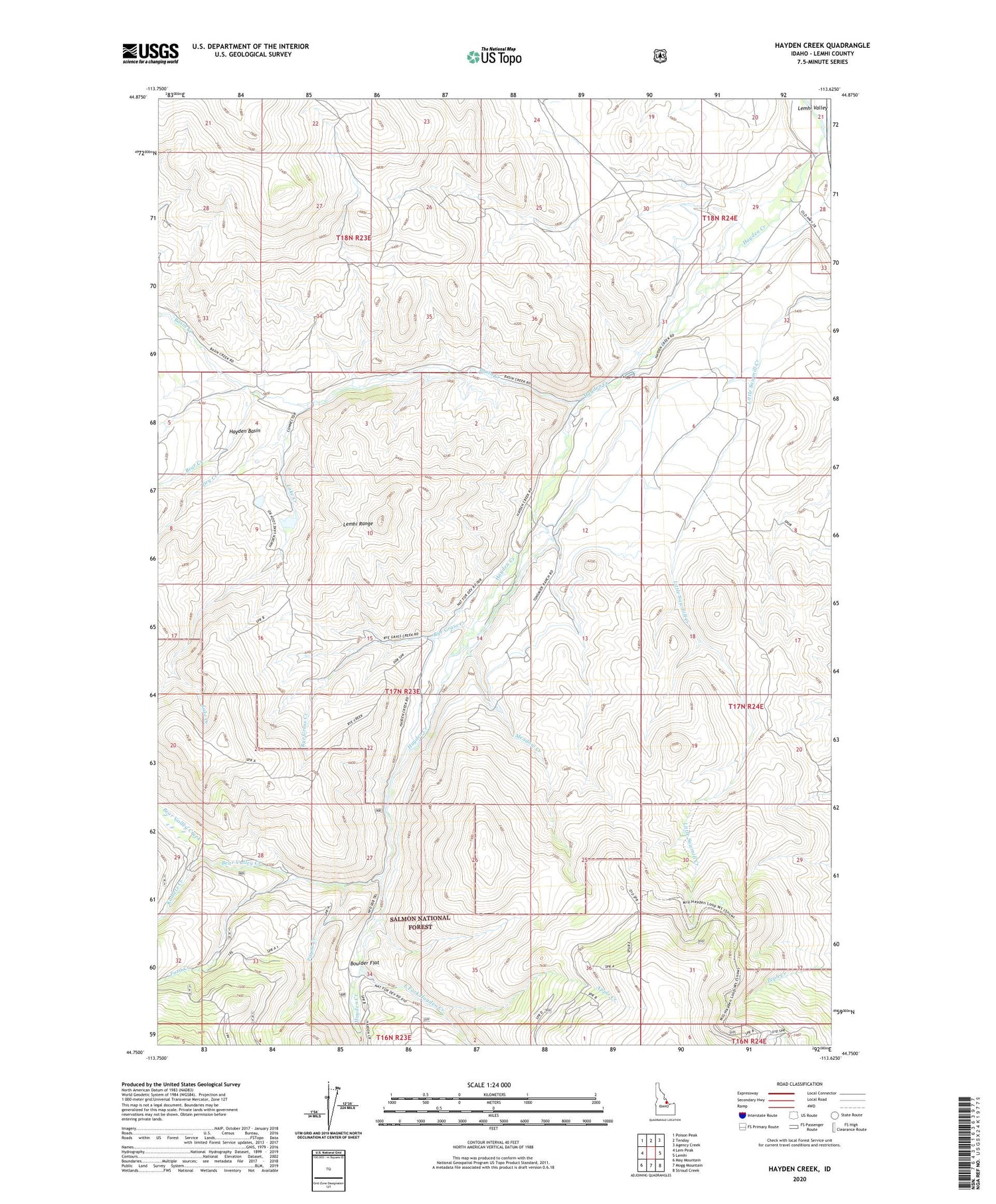 Hayden Creek Idaho US Topo Map Image