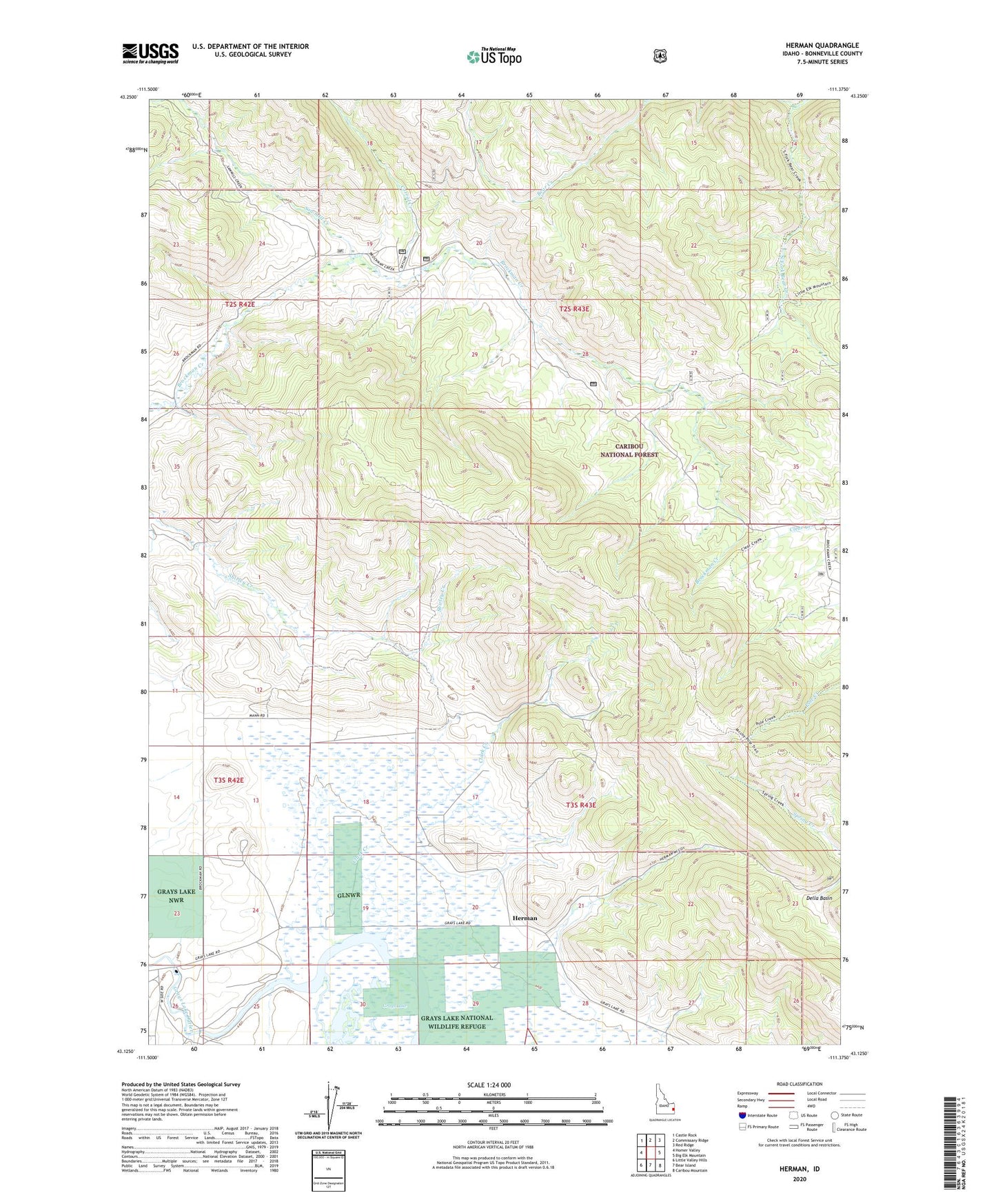Herman Idaho US Topo Map Image