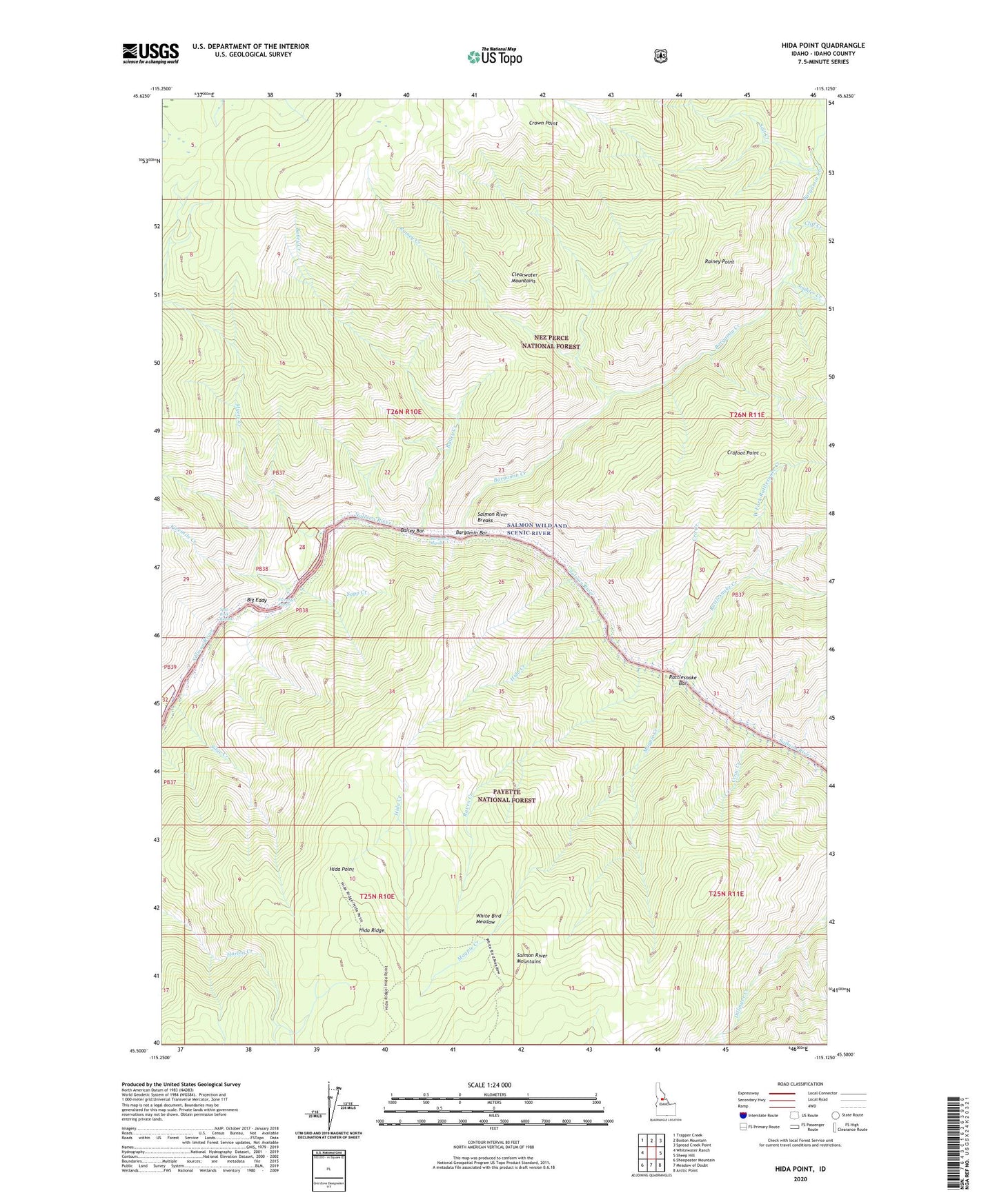 Hida Point Idaho US Topo Map Image