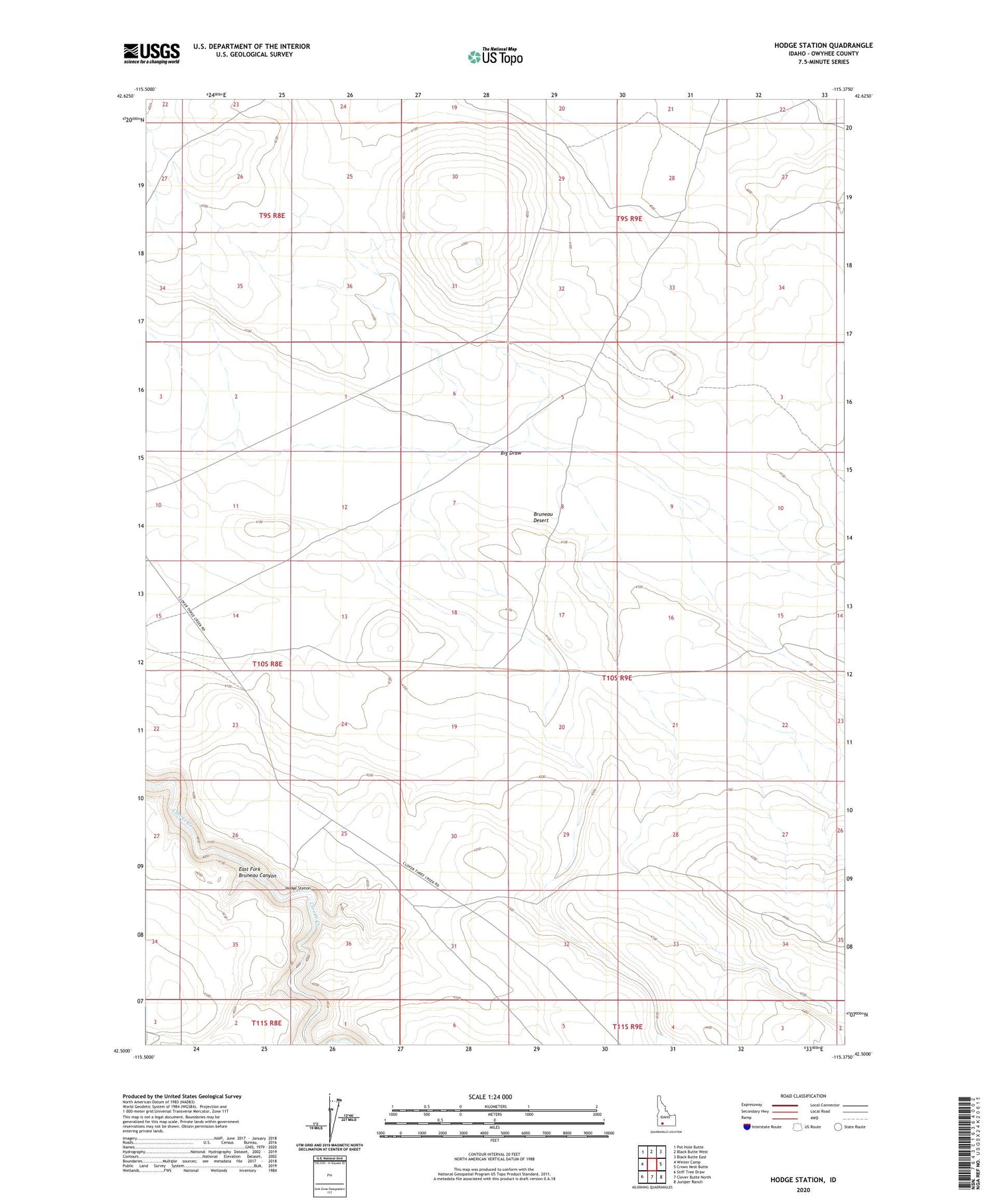 Hodge Station Idaho US Topo Map Image