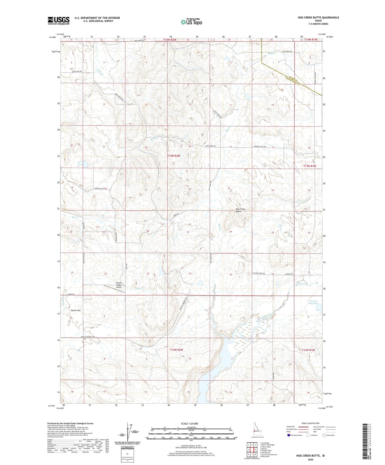 Hog Creek Butte Idaho US Topo Map Image