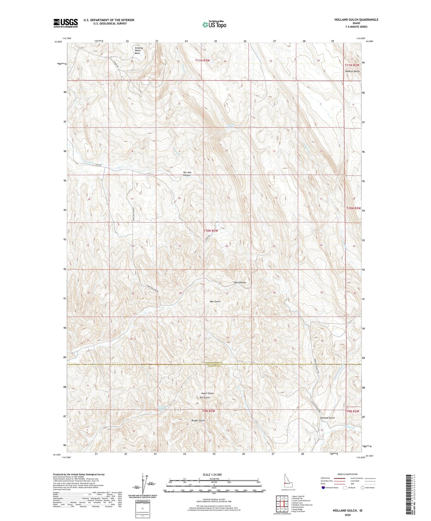 Holland Gulch Idaho US Topo Map Image