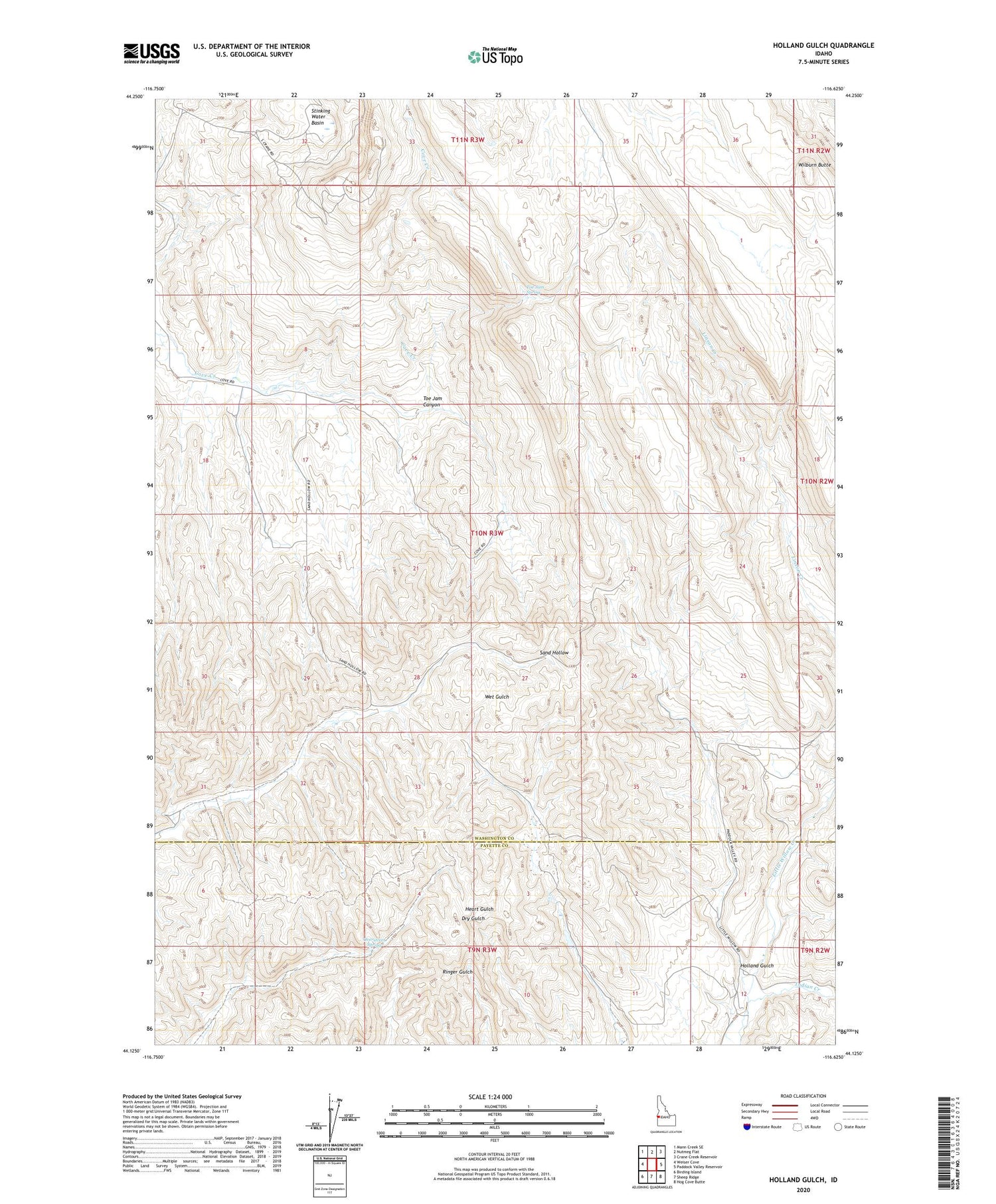 Holland Gulch Idaho US Topo Map Image