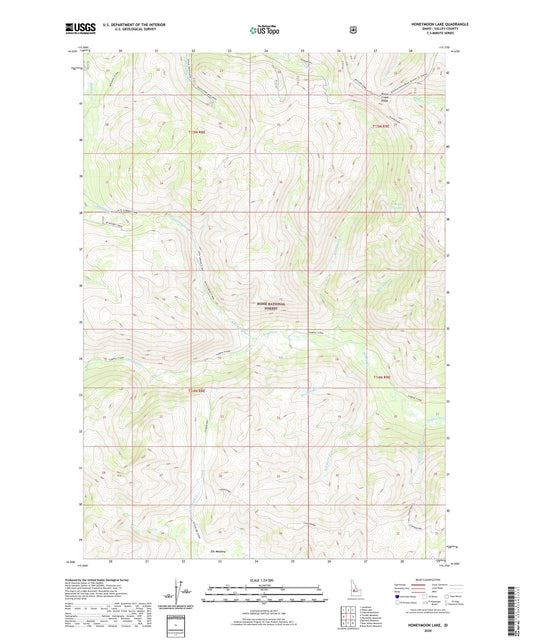 Honeymoon Lake Idaho US Topo Map Image