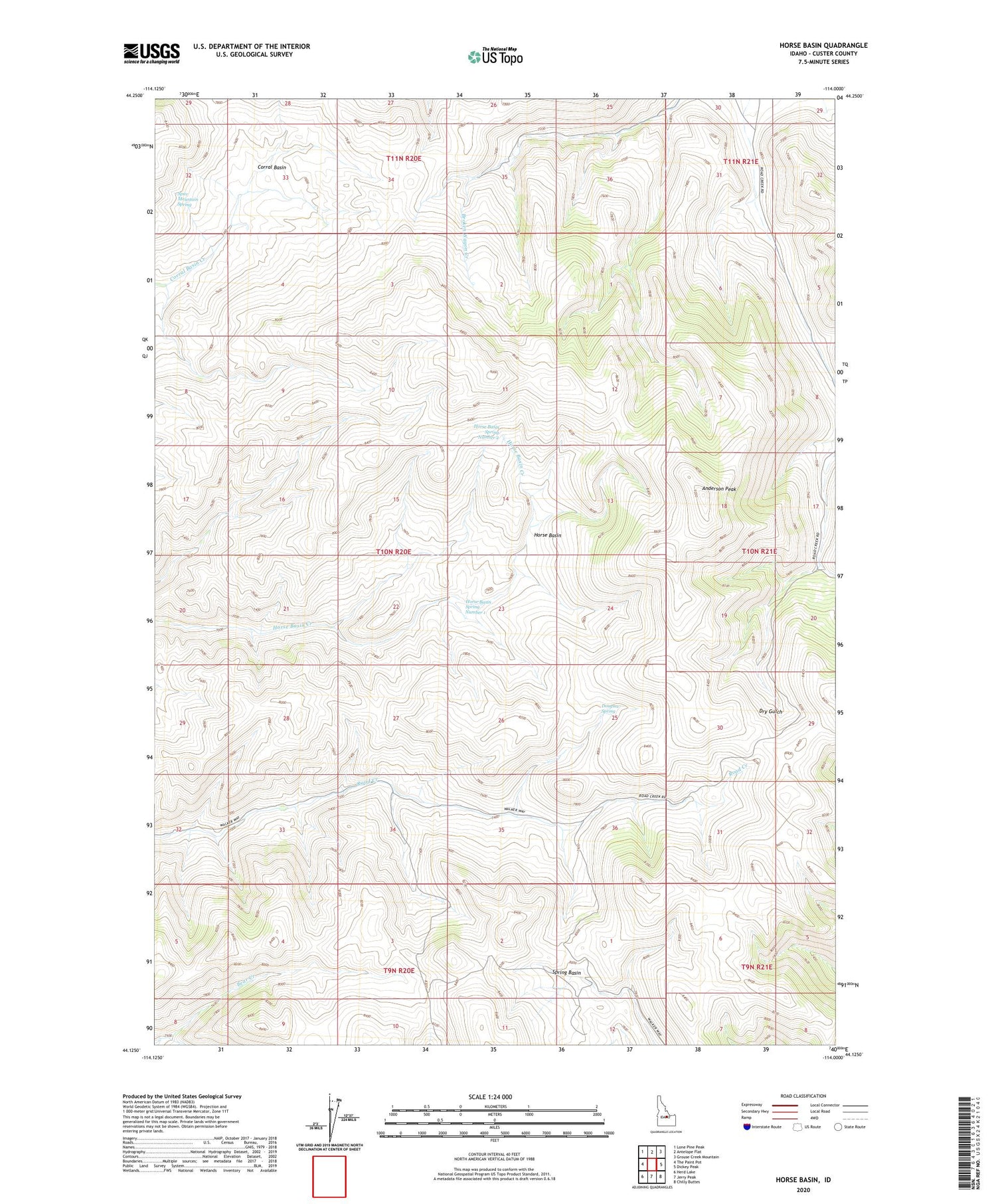 Horse Basin Idaho US Topo Map Image