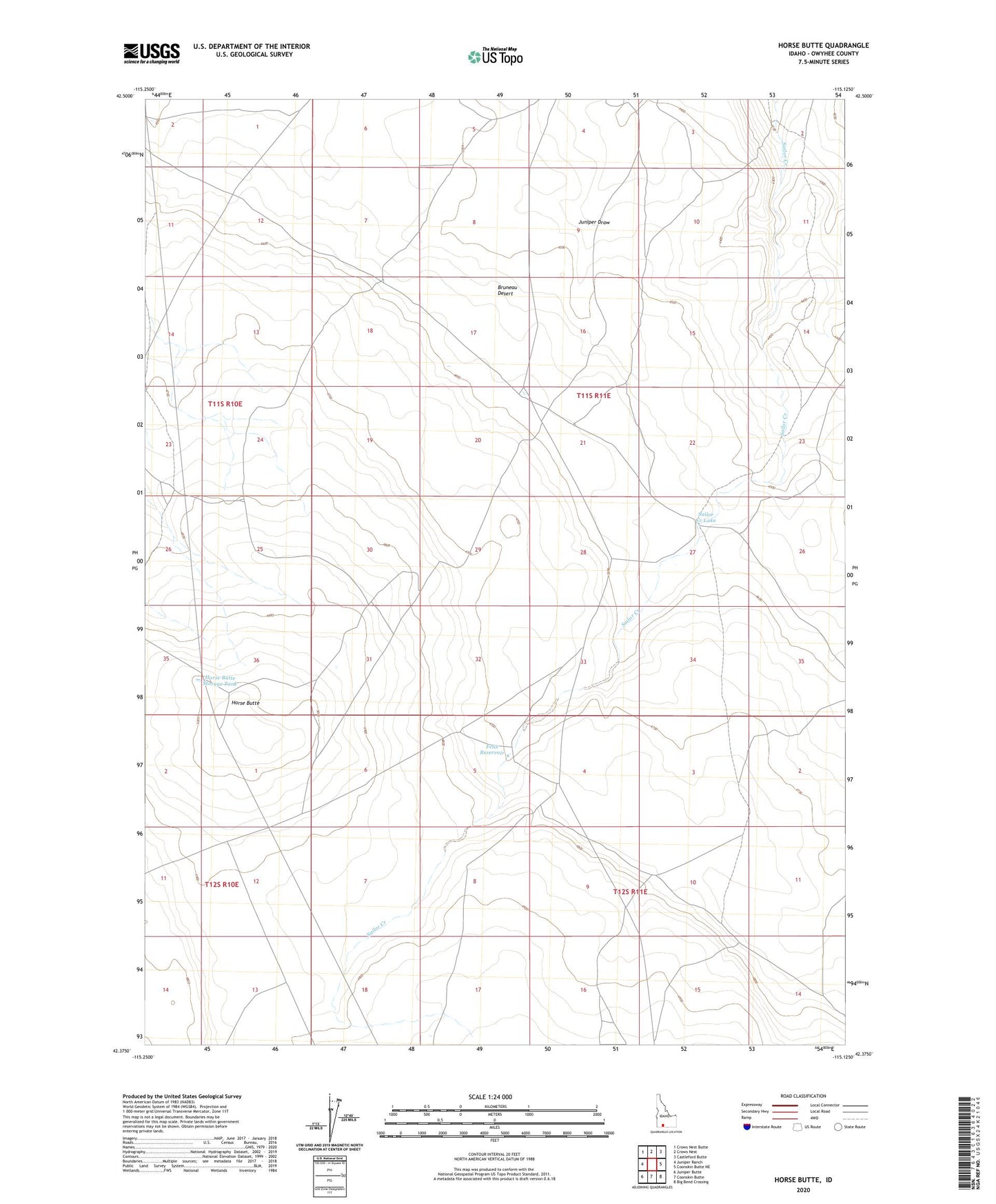 Horse Butte Idaho US Topo Map Image