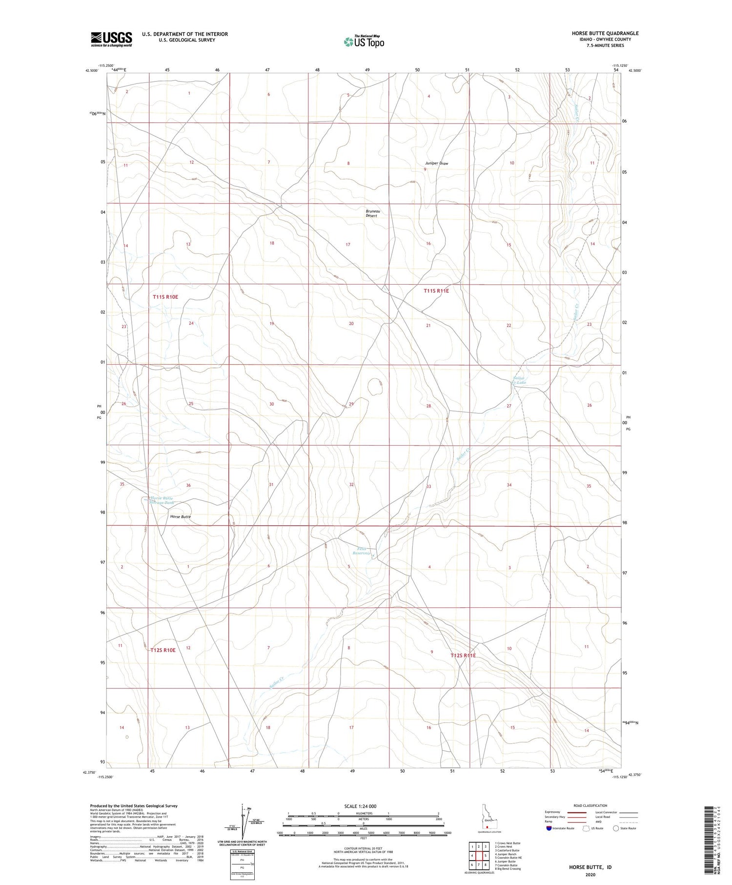 Horse Butte Idaho US Topo Map Image