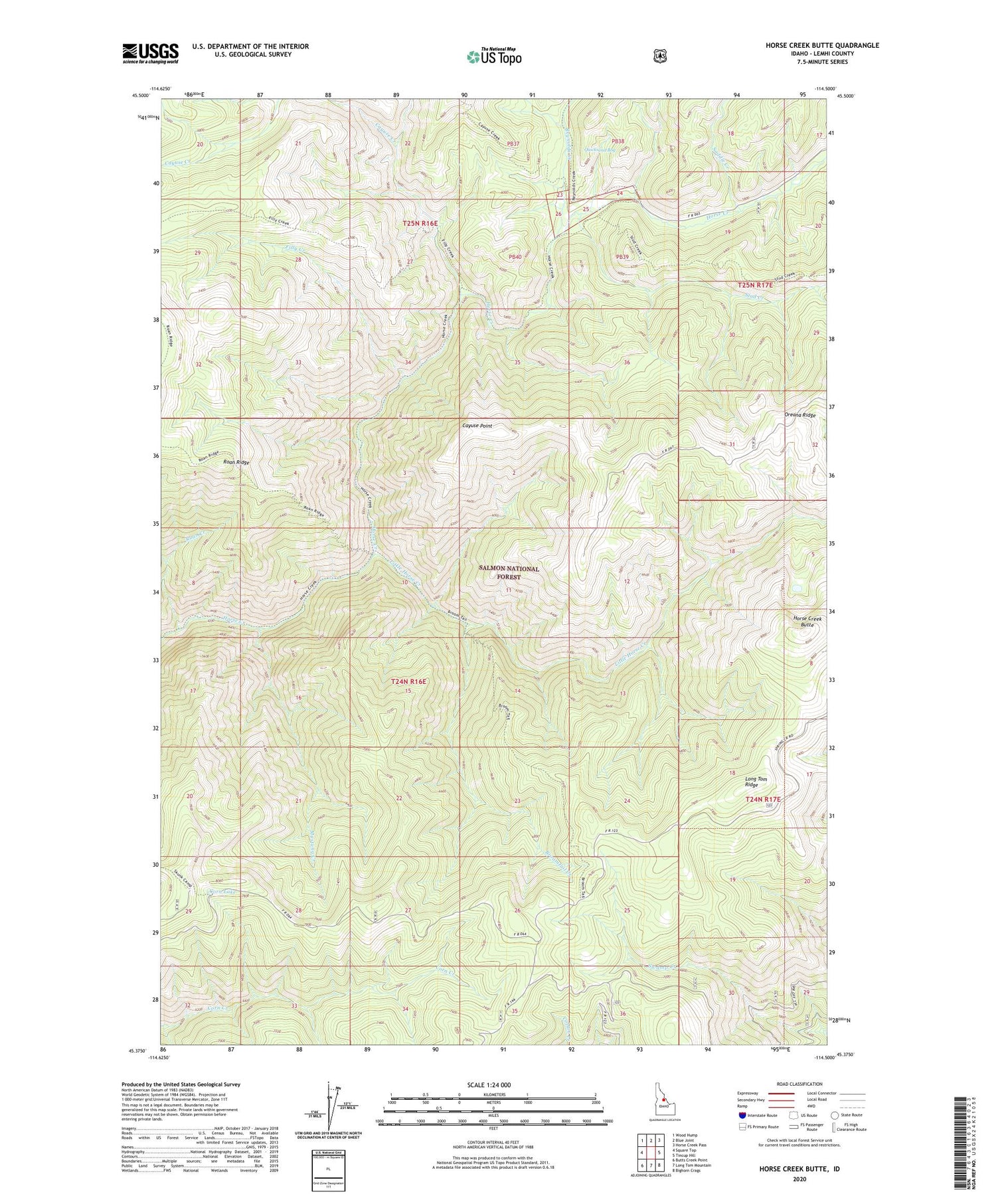 Horse Creek Butte Idaho US Topo Map Image