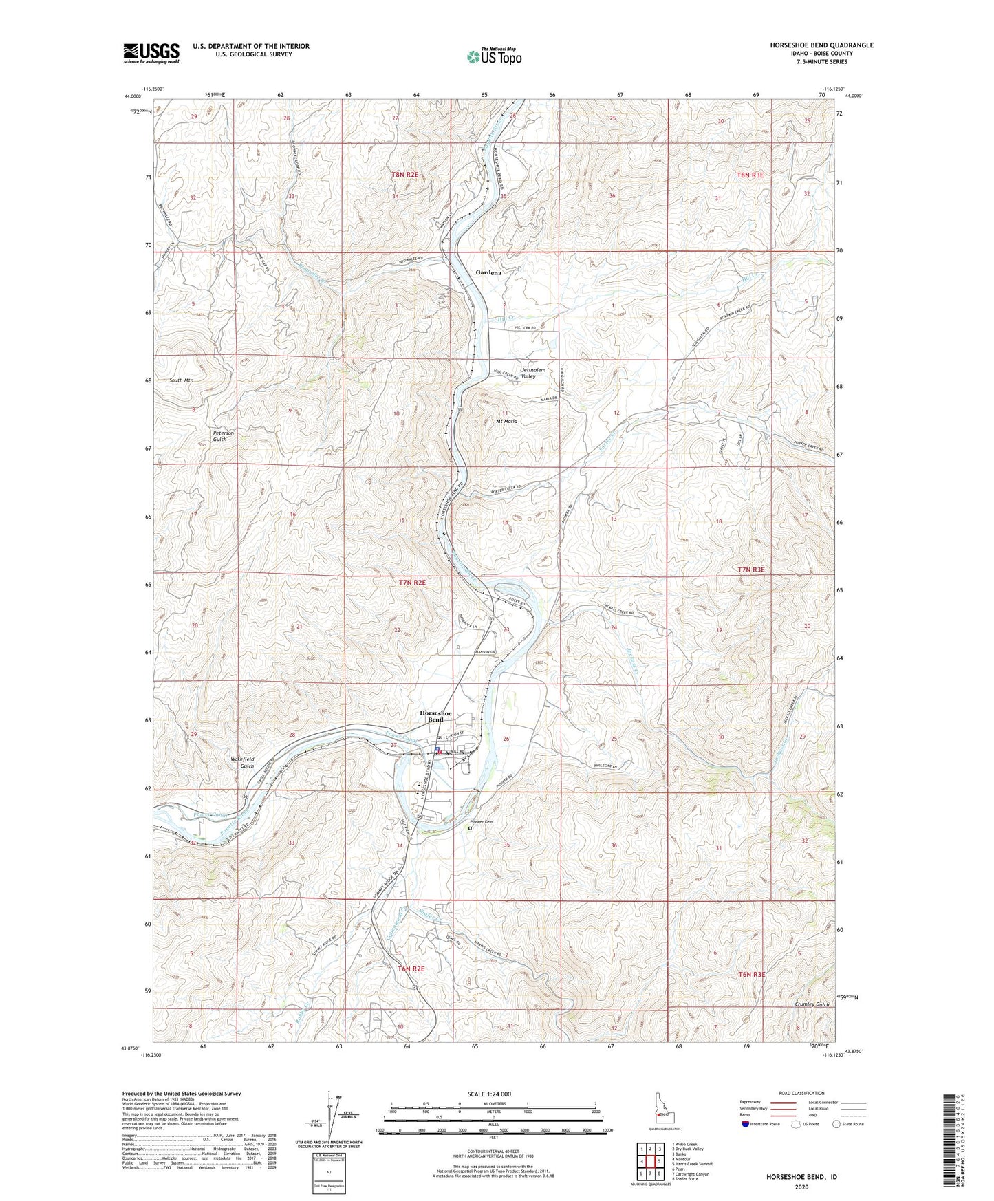 Horseshoe Bend Idaho US Topo Map Image
