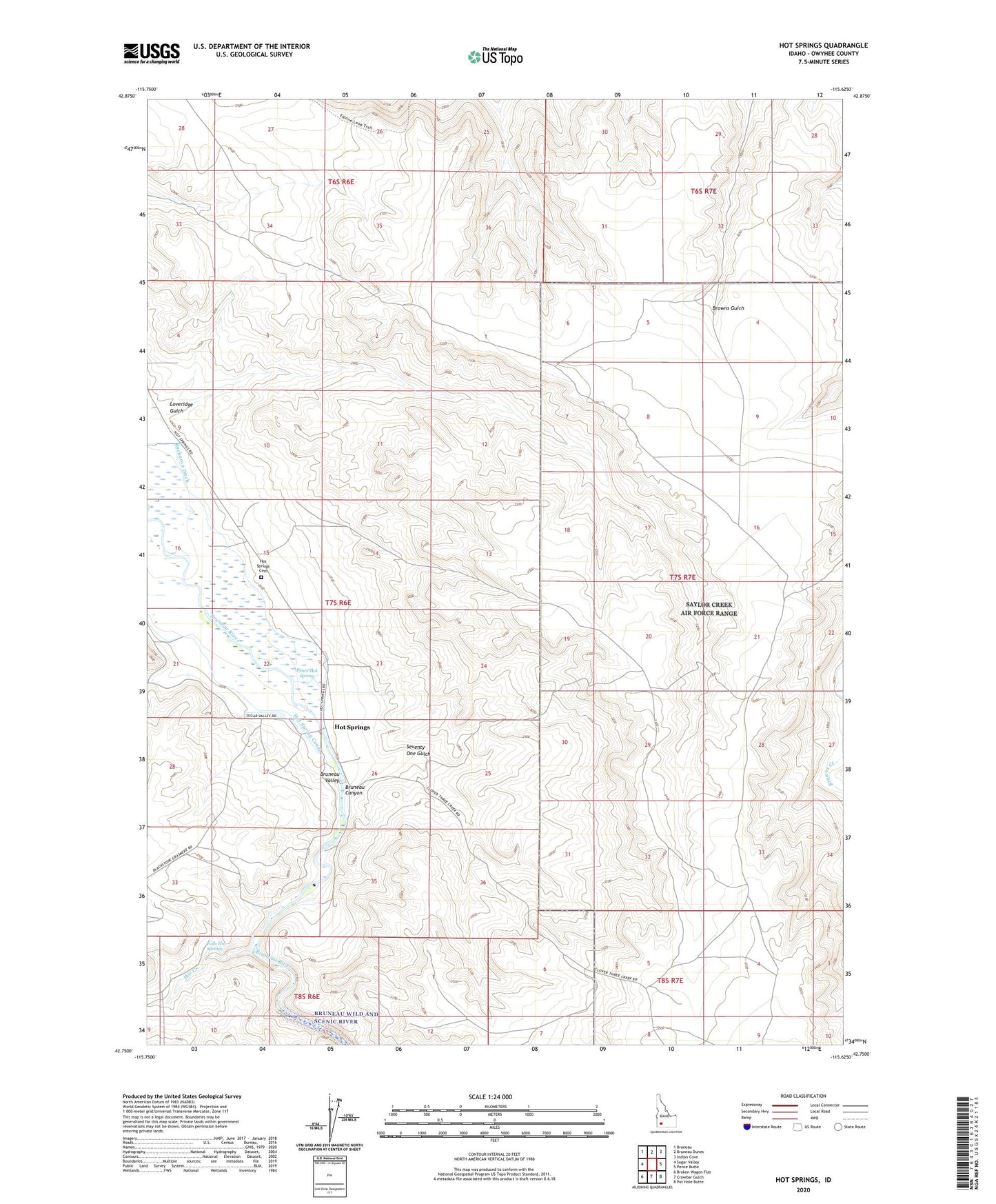 Hot Springs Idaho US Topo Map Image
