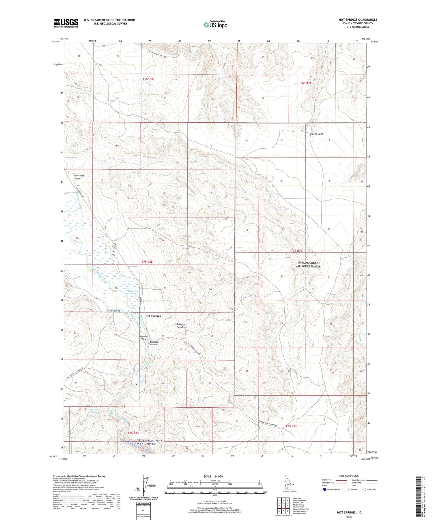 Hot Springs Idaho US Topo Map Image