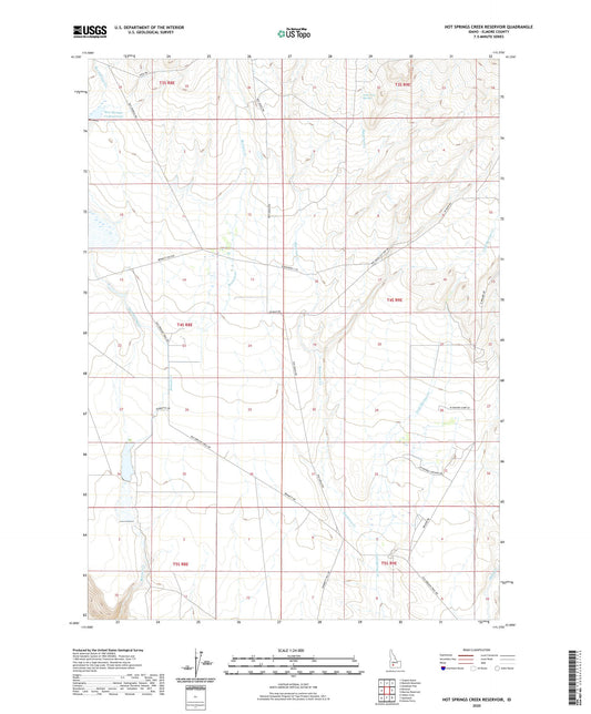 Hot Springs Creek Reservoir Idaho US Topo Map Image