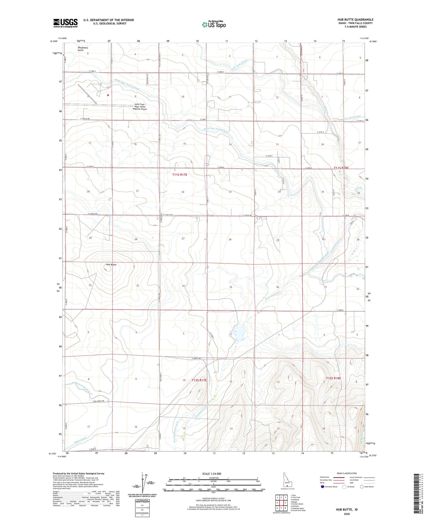 Hub Butte Idaho US Topo Map Image