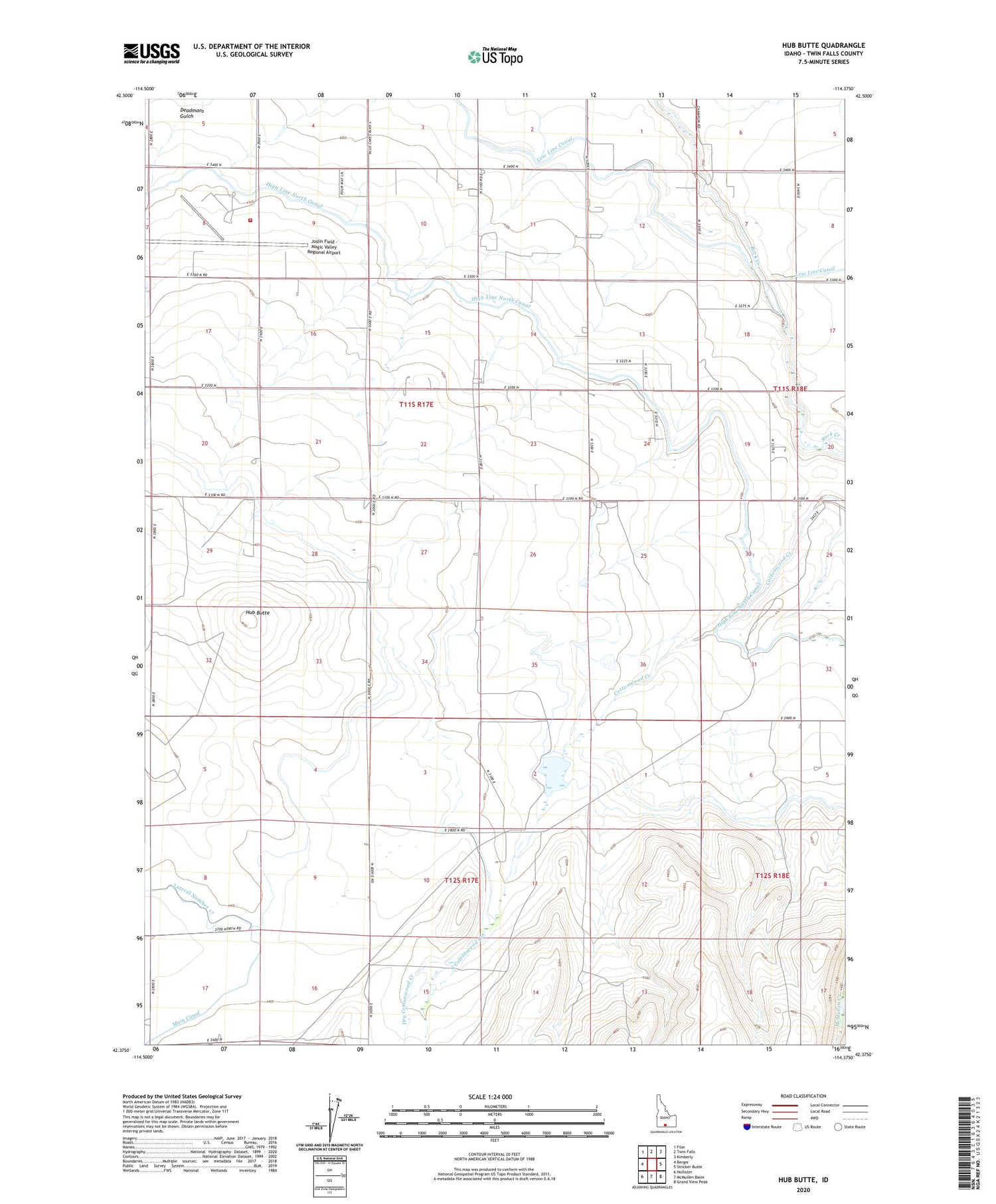 Hub Butte Idaho US Topo Map Image