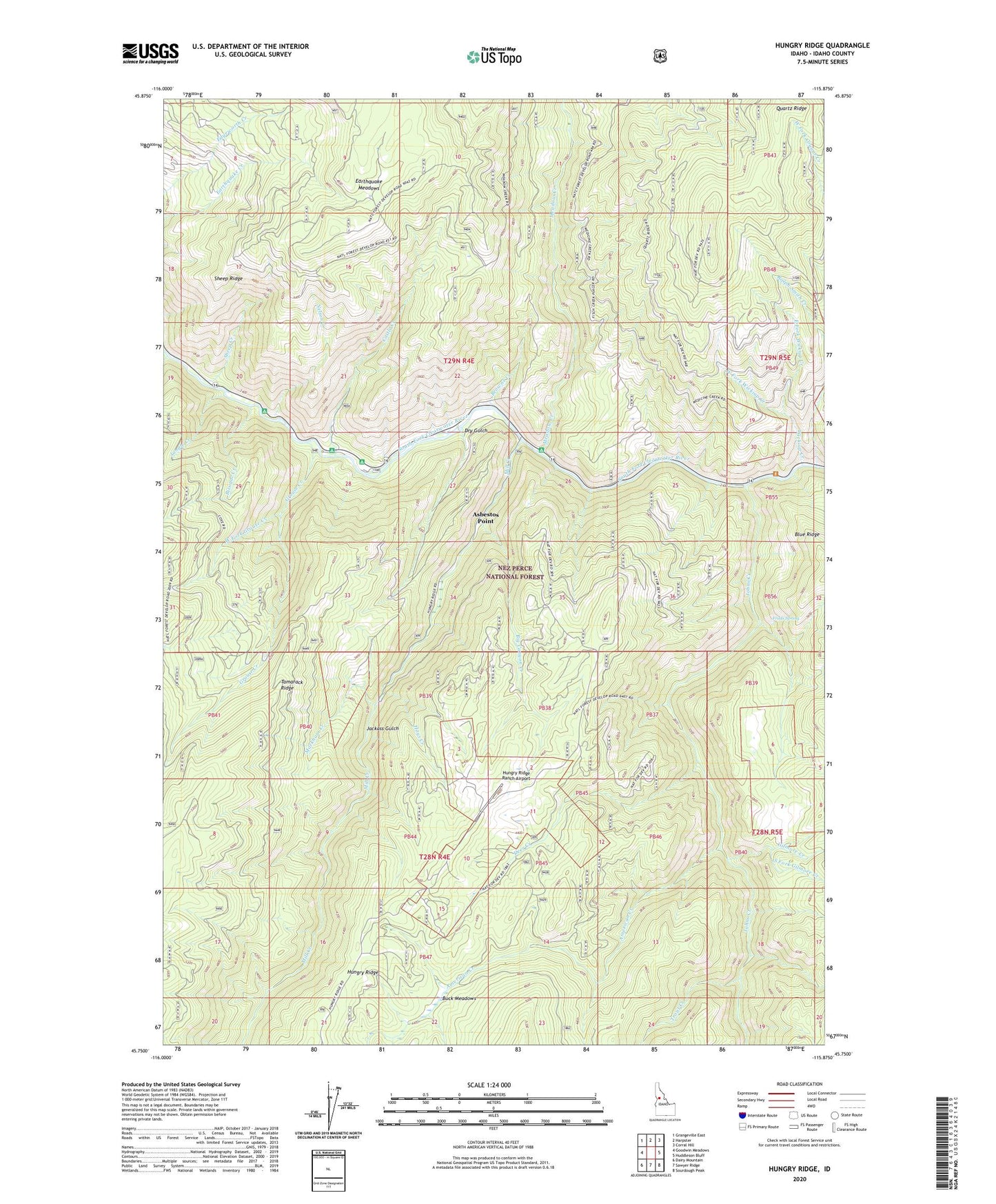 Hungry Ridge Idaho US Topo Map Image