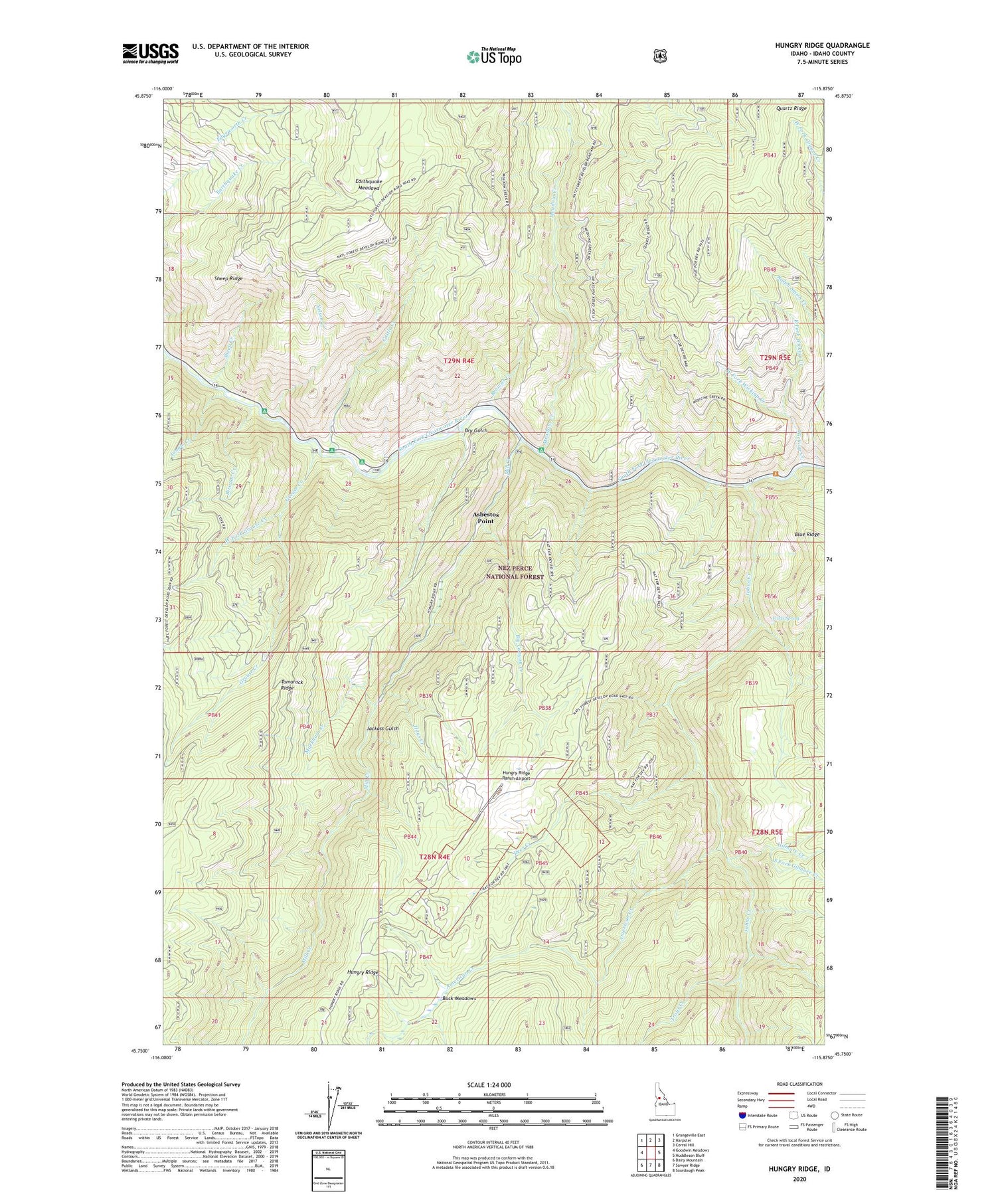 Hungry Ridge Idaho US Topo Map Image