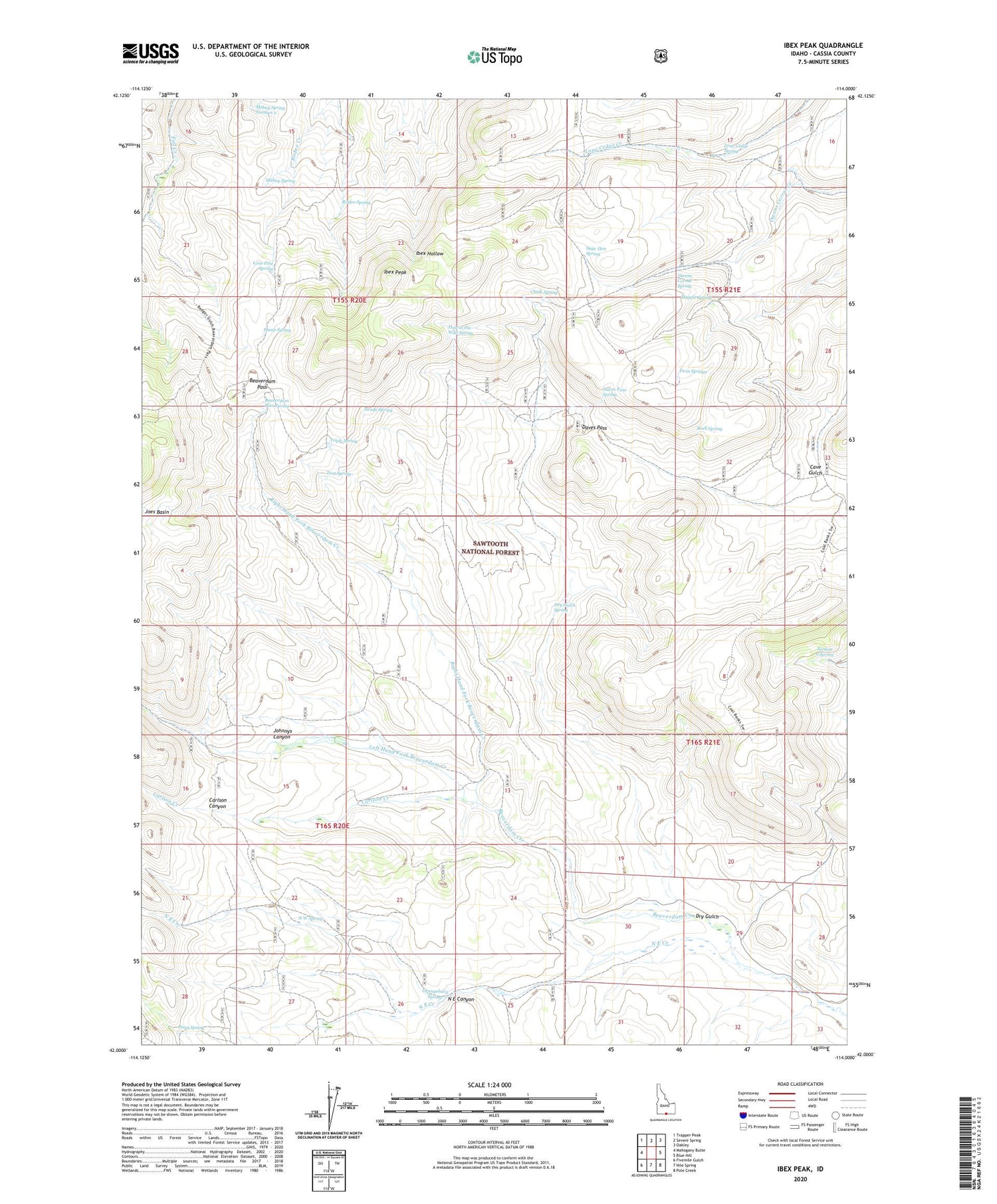 Ibex Peak Idaho US Topo Map Image