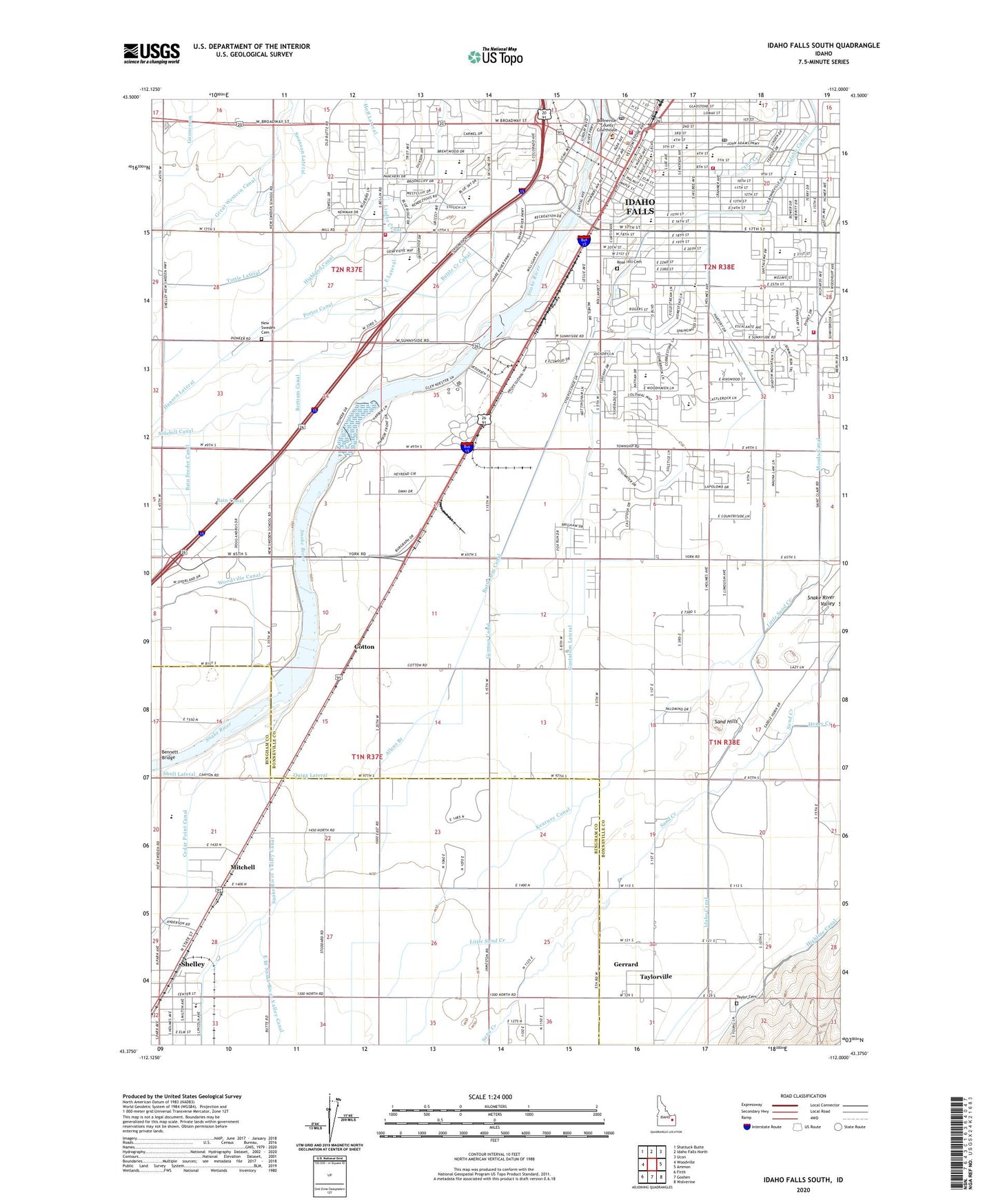 Idaho Falls South Idaho US Topo Map Image