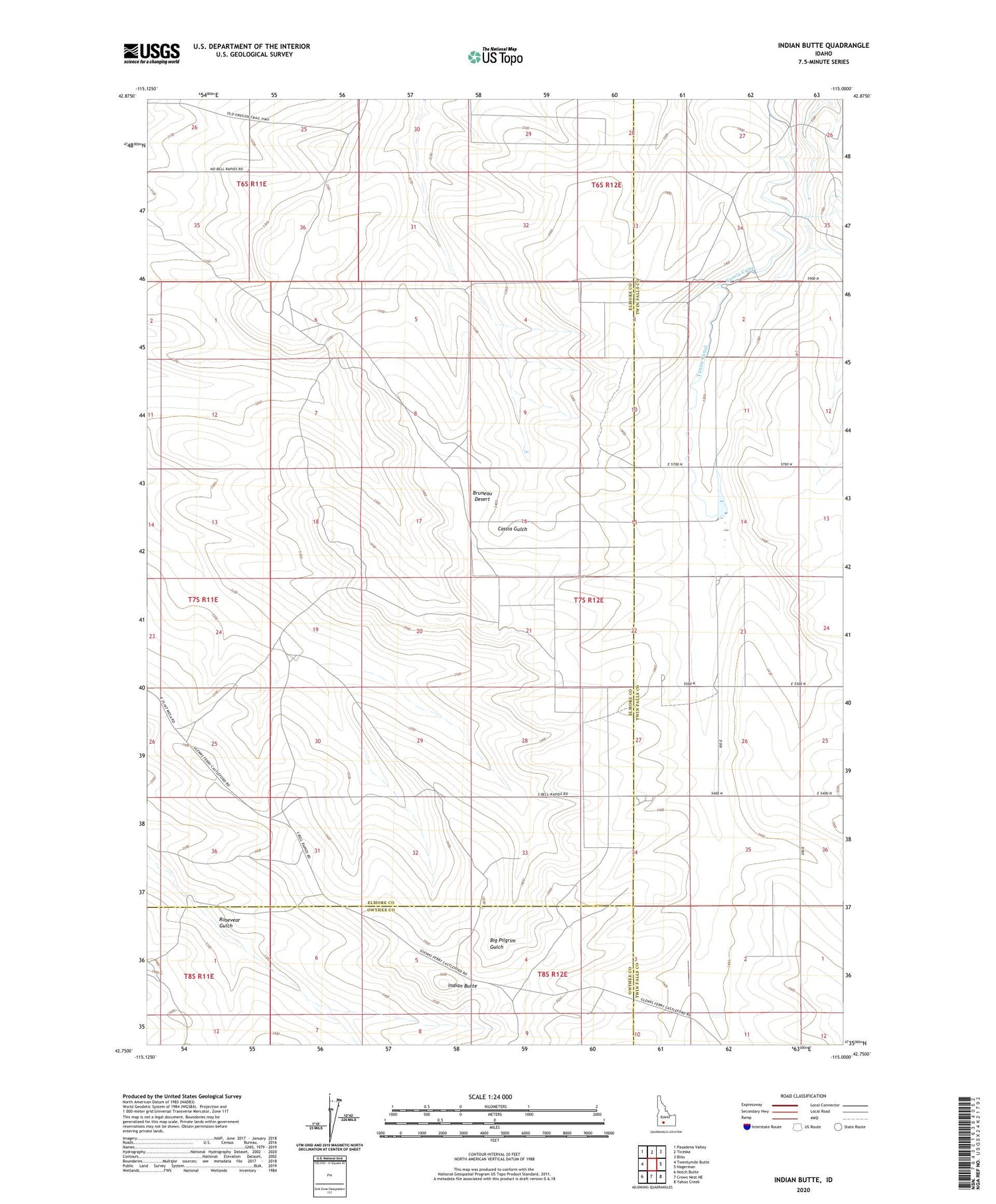 Indian Butte Idaho US Topo Map Image