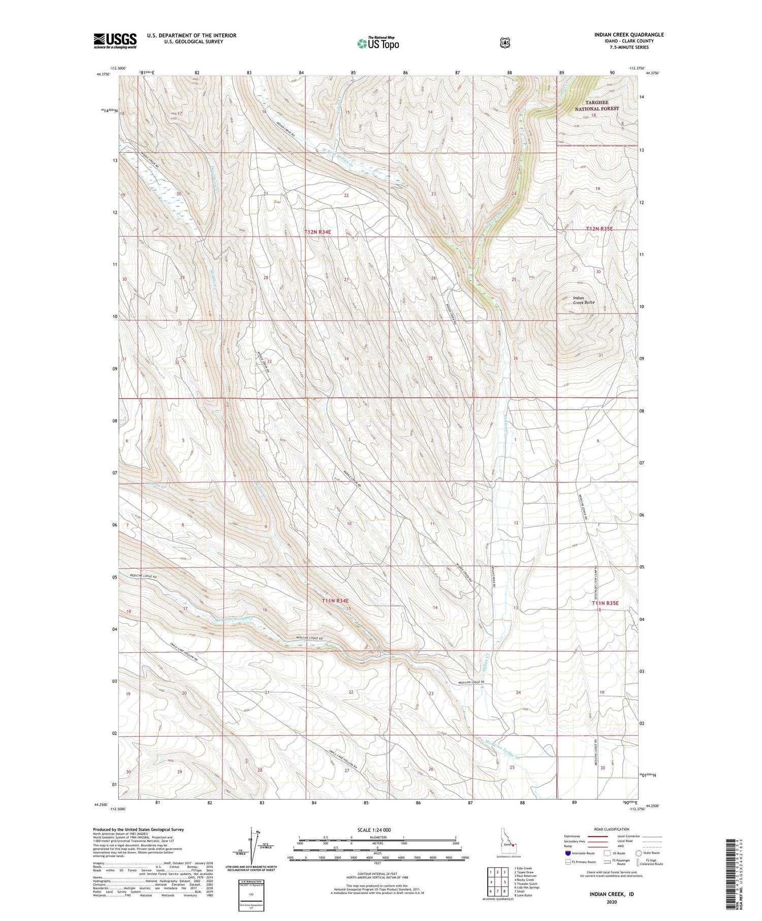 Indian Creek Idaho US Topo Map Image