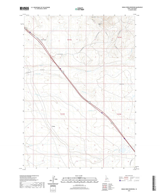 Indian Creek Reservoir Idaho US Topo Map Image