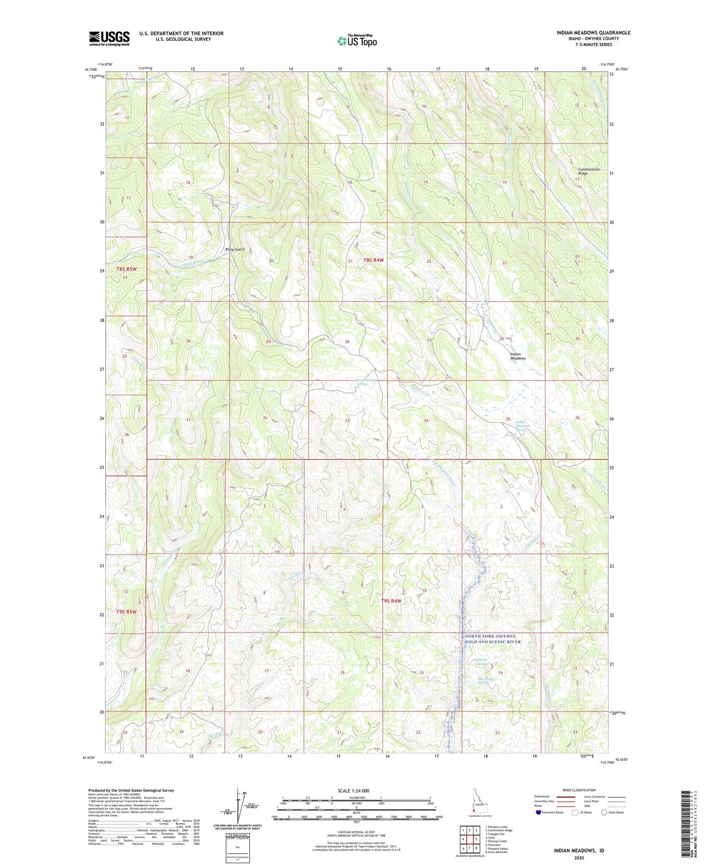 Indian Meadows Idaho US Topo Map Image