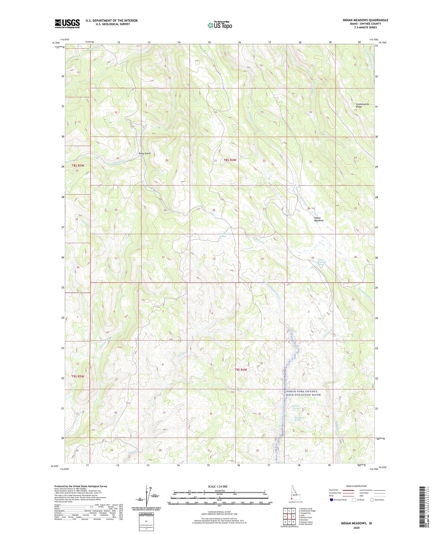 Indian Meadows Idaho US Topo Map Image