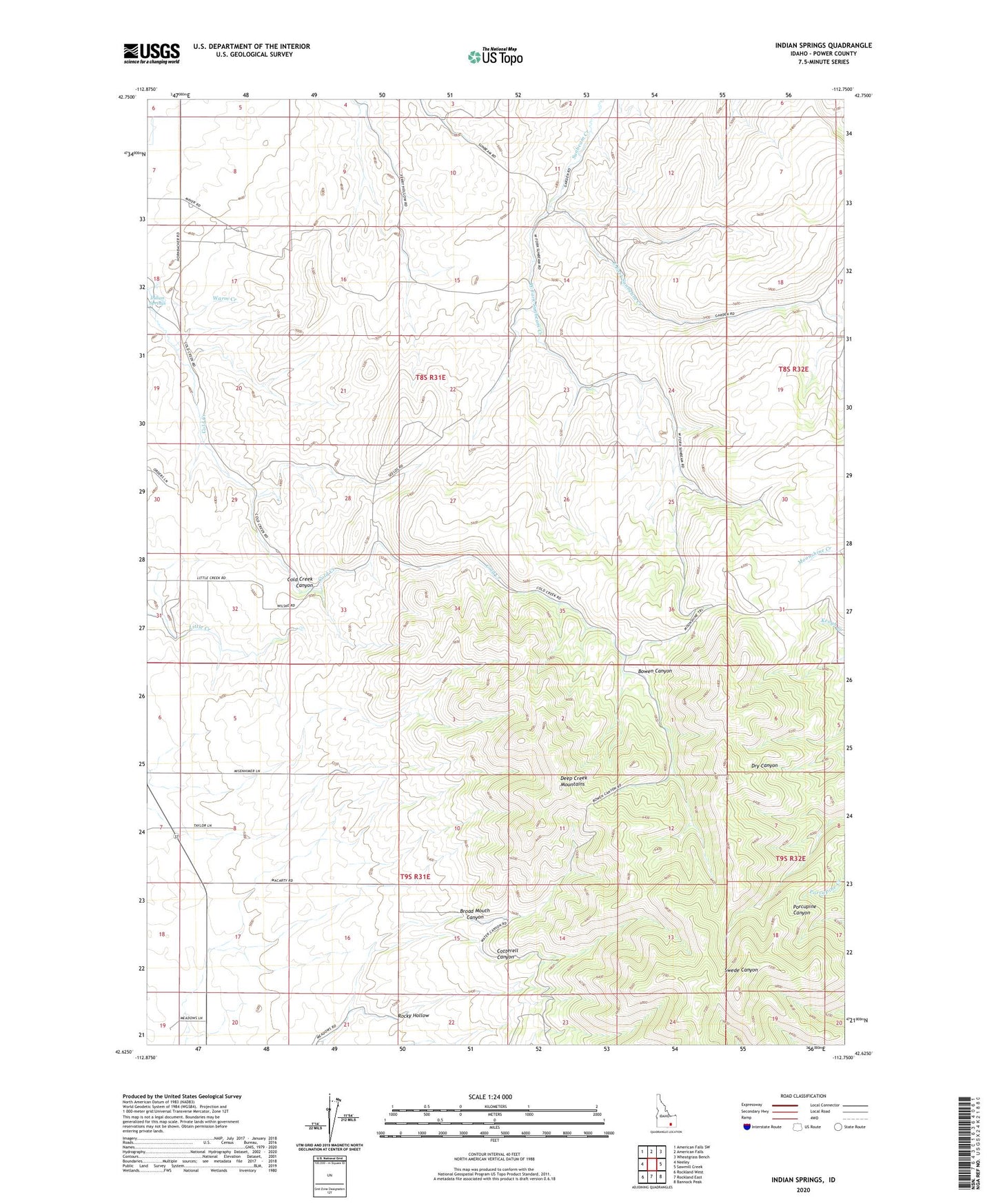 Indian Springs Idaho US Topo Map Image